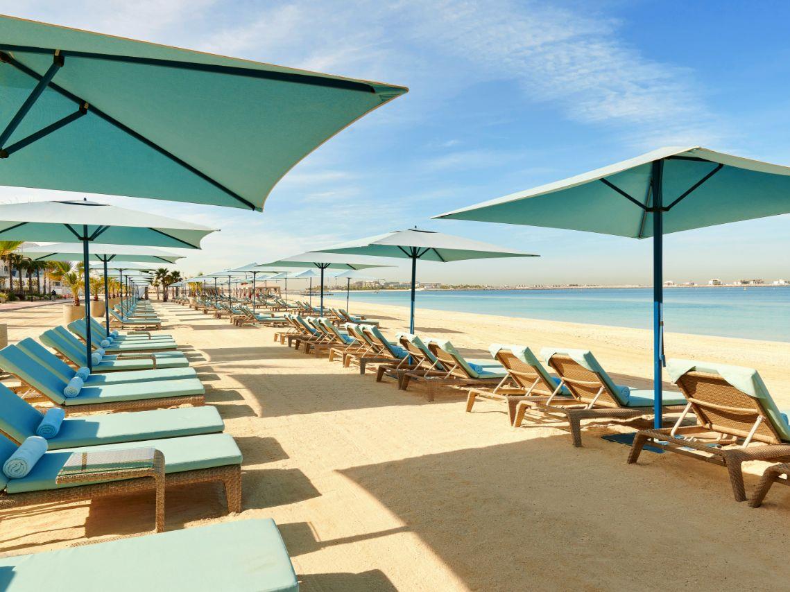 Beach loungers at Mandarin Oriental Jumeira in Dubai