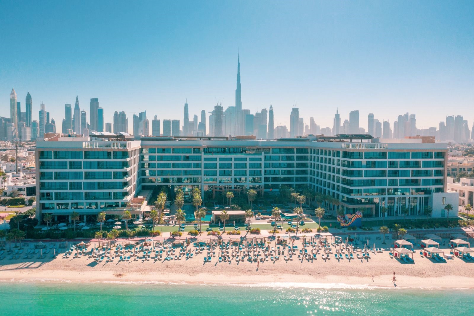 Aerial exterior view of Mandarin Oriental Jumeira in Dubai