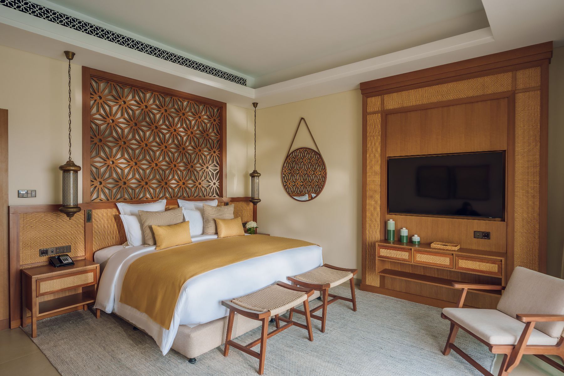Guest bedroom in a one bed pool villa at Naama Beach Villas & Spa in Al Aqah, Fujairah