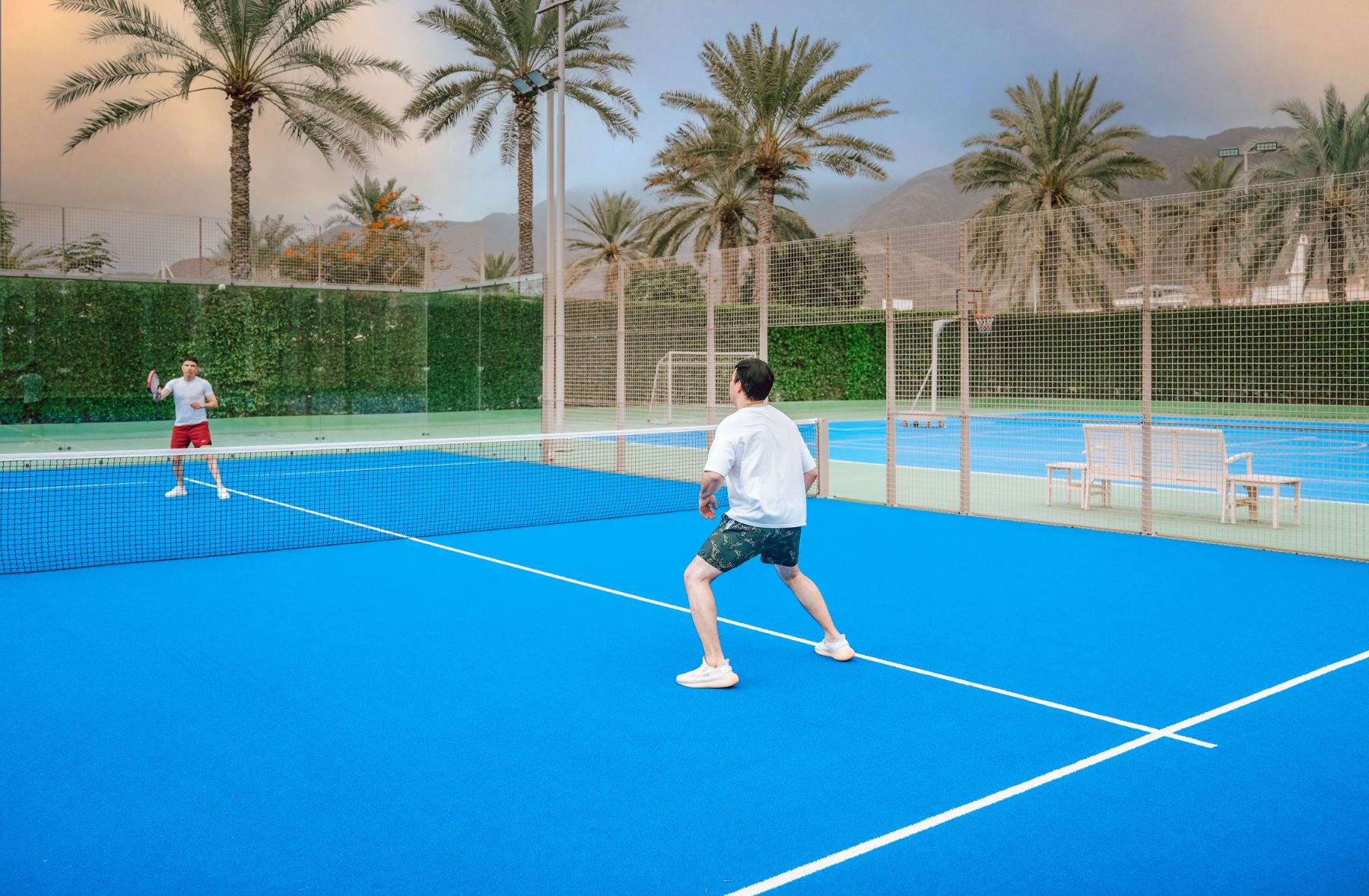 Padel tennis court at Naama Beach Villas & Spa in Al Aqah, Fujairah