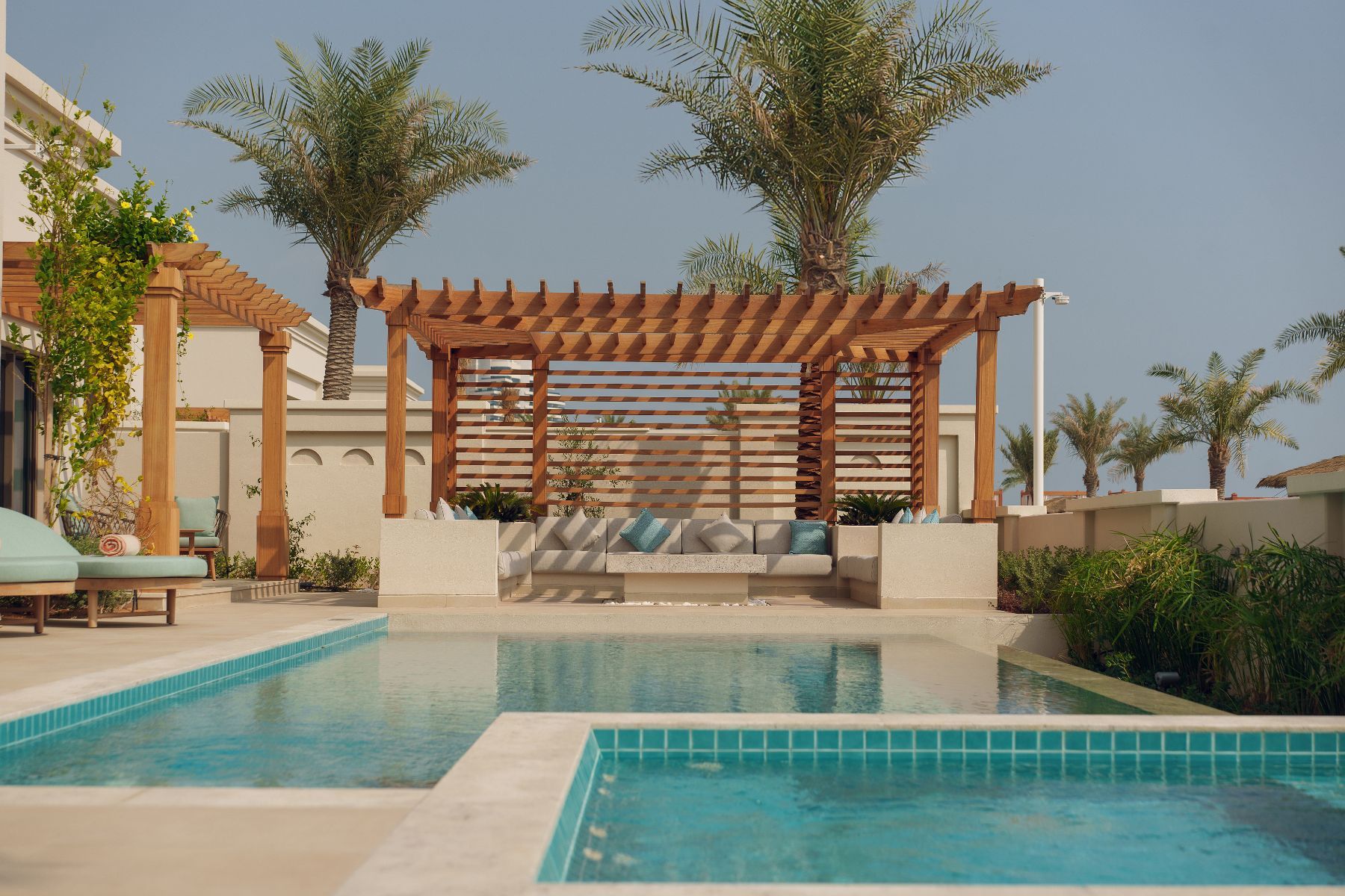 Two bed residence pool at Naama Beach Villas & Spa in Al Aqah, Fujairah