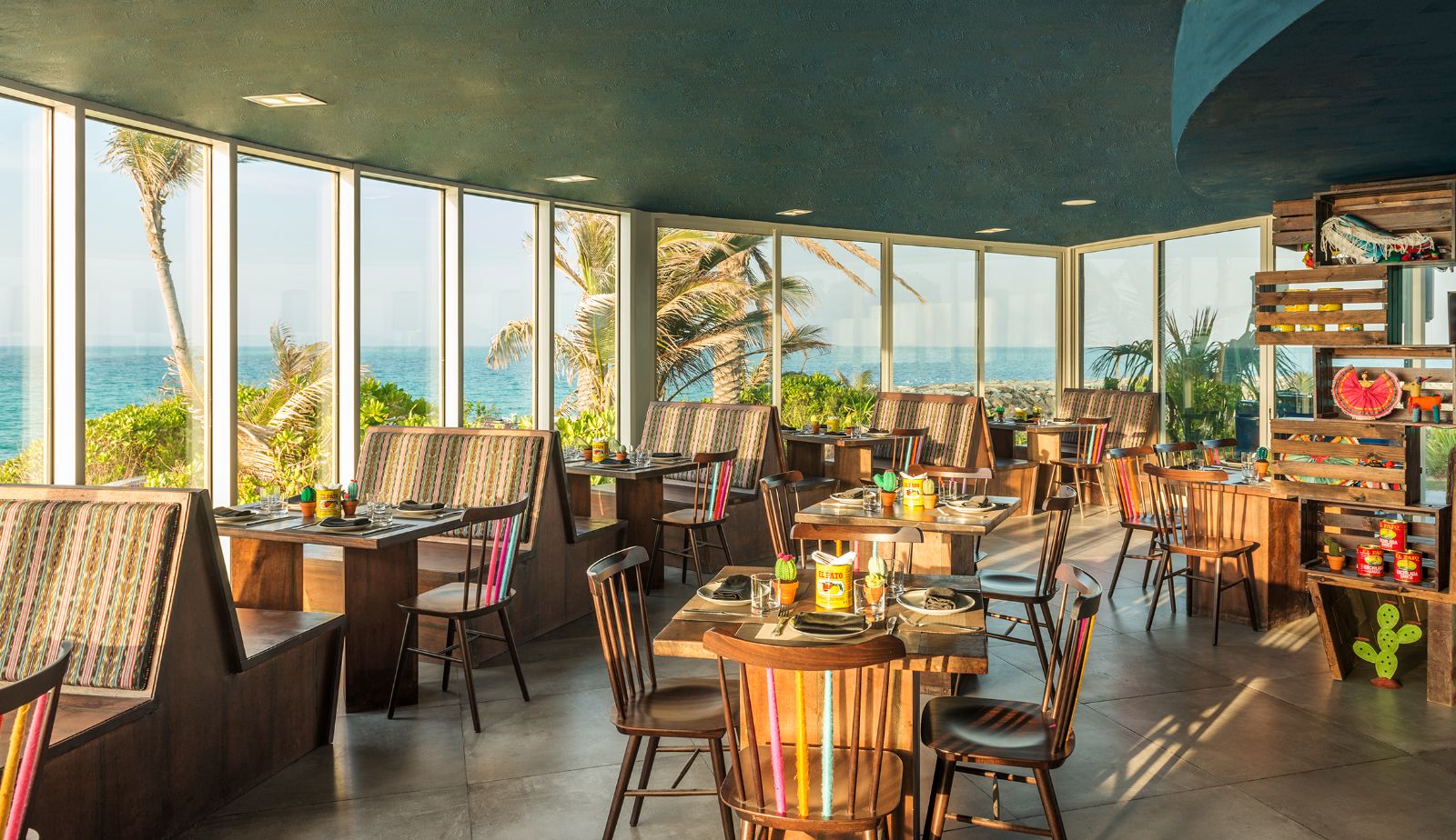 Dusk Restaurant at Nurai Island resort of the coast of Abu Dhabi in the United Arab Emirates