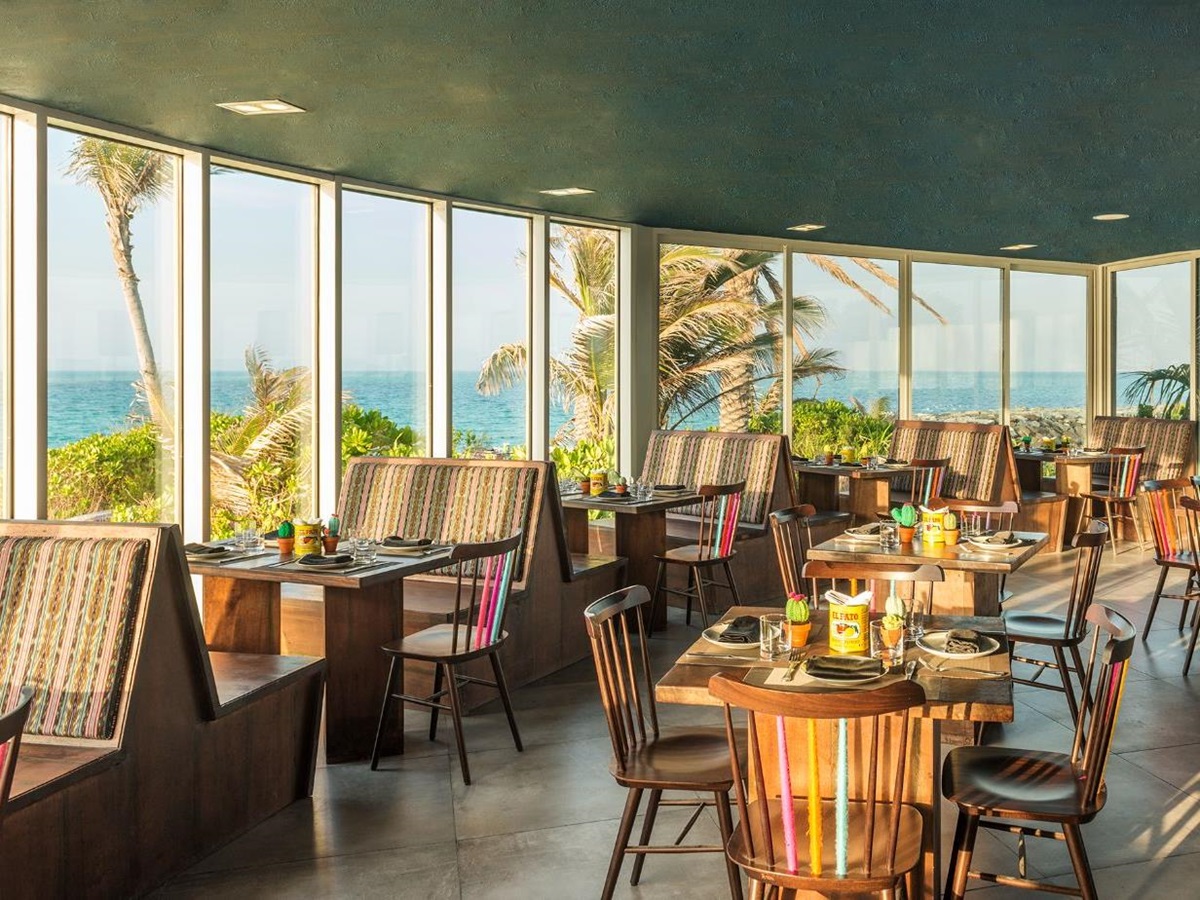 Dusk Restaurant at Nurai Island resort of the coast of Abu Dhabi in the United Arab Emirates