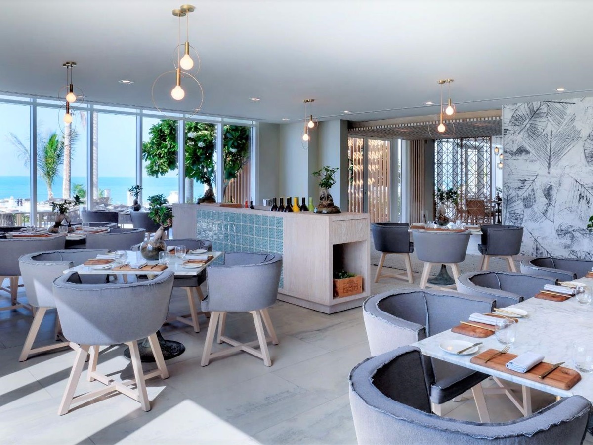 Frangipani Restaurant at Nurai Island resort off the coast of Abu Dhabi in the United Arab Emirates