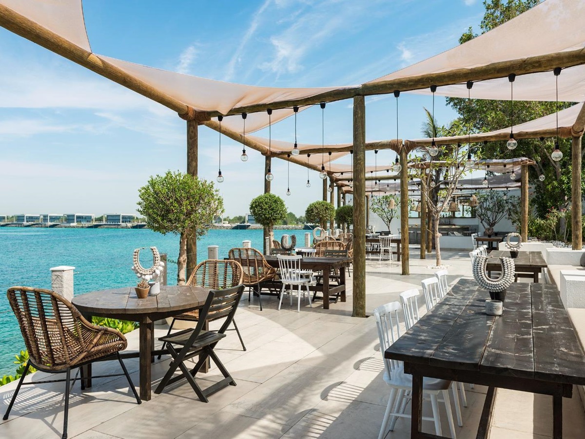 Hooked Restaurant dining area at Nurai Island resort off the coast of Abu Dhabi in the United Arab Emirates