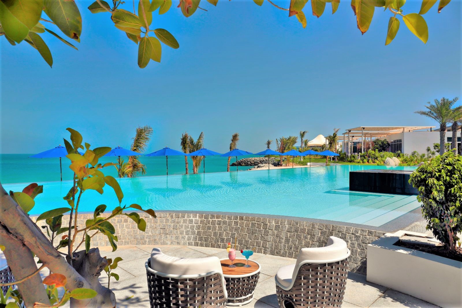 Swimming pool at Nurai Island resort off the coast of Abu Dhabi in the United Arab Emirates