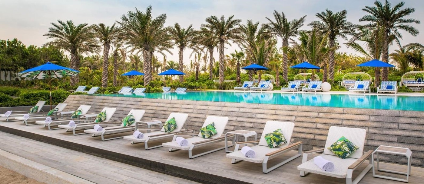 Pool at Smokin Pineapple at Nurai Island resort off the coast of Abu Dhabi in the United Arab Emirates