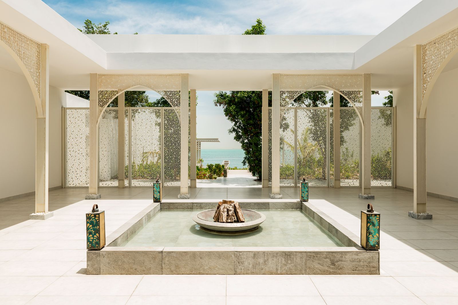 Spa courtyard at Nurai Island resort off the coast of Abu Dhabi in the United Arab Emirates