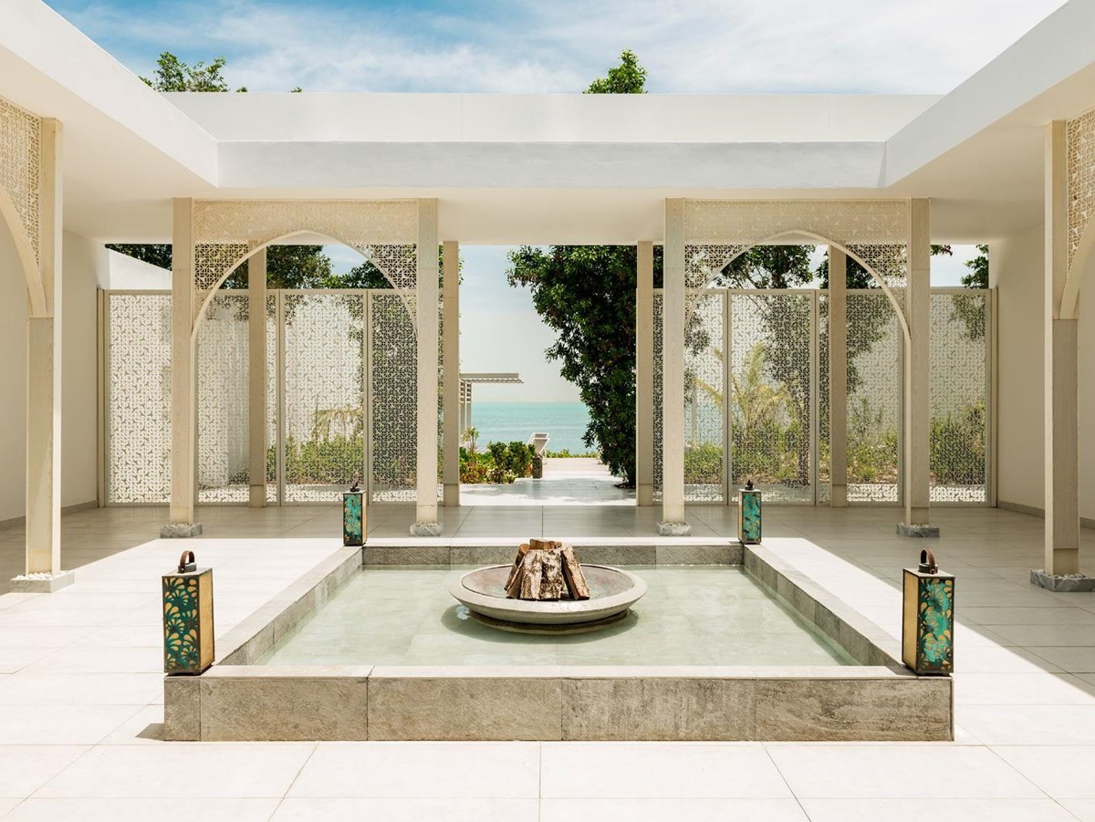 Spa courtyard at Nurai Island resort off the coast of Abu Dhabi in the United Arab Emirates