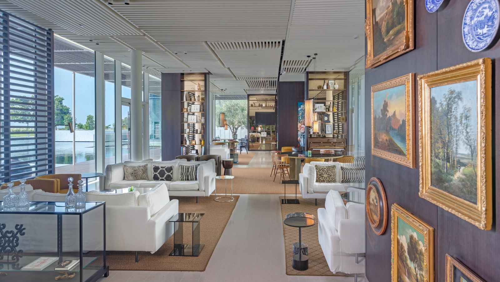 The Library lounge at luxury beach resort The Oberoi Al Zorah in the United Arab Emirates