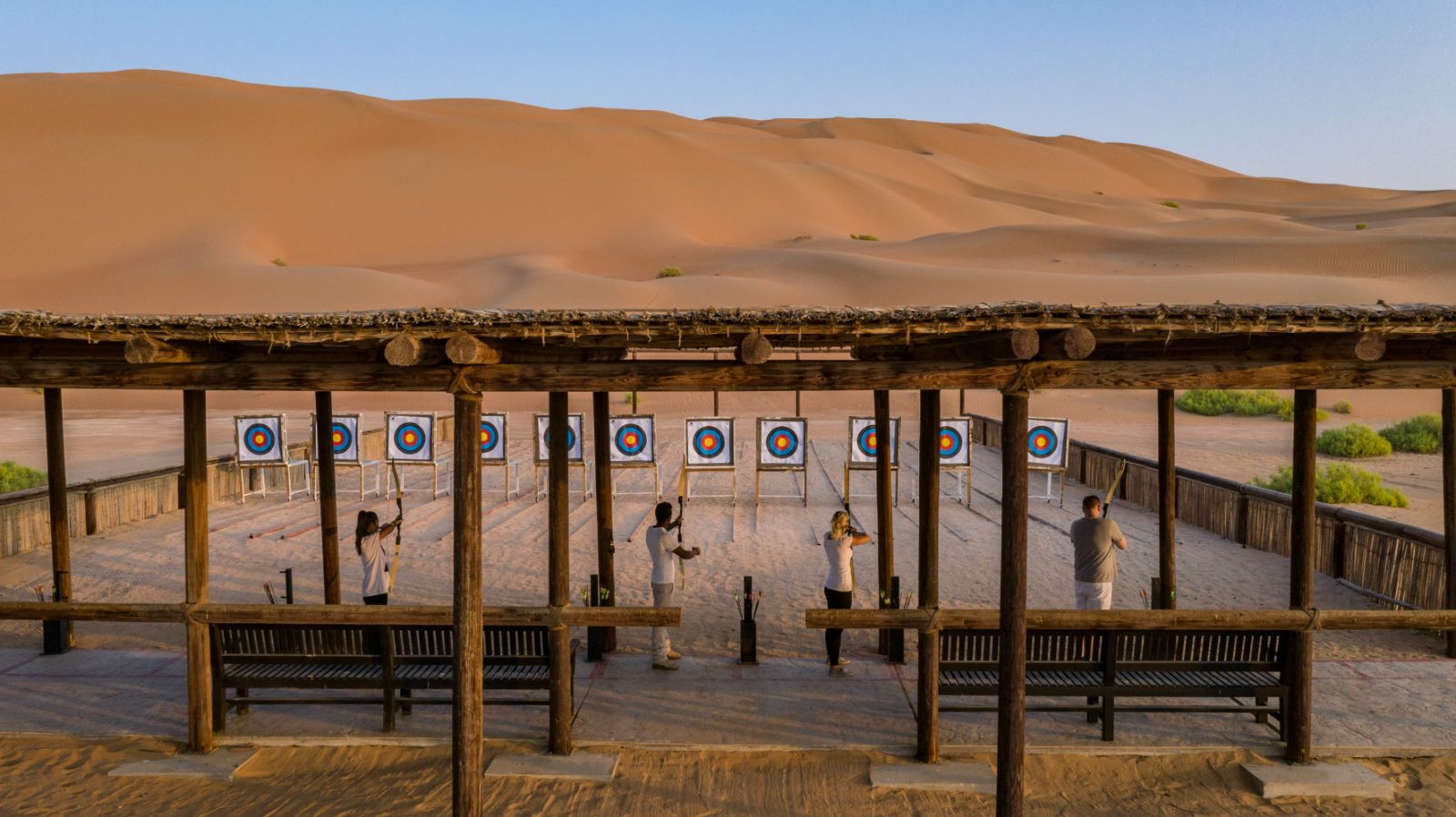 Guests learning archery at the Qasr al Sarab by Anantara in Abu Dhabi