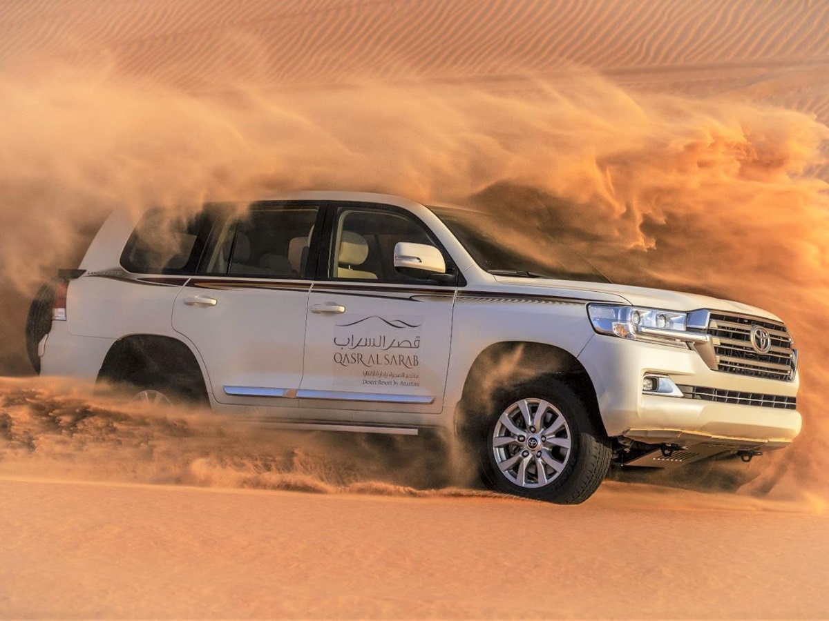 Dune bashing in the Liwa desert from Qasr Al Sarab Desert Resort by Anantara in the United Arab Emirates