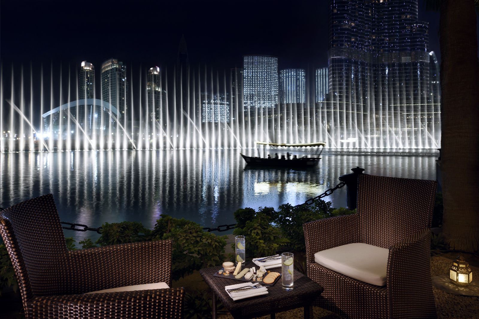 Fountain view terrace at The Palace Downtown Dubai