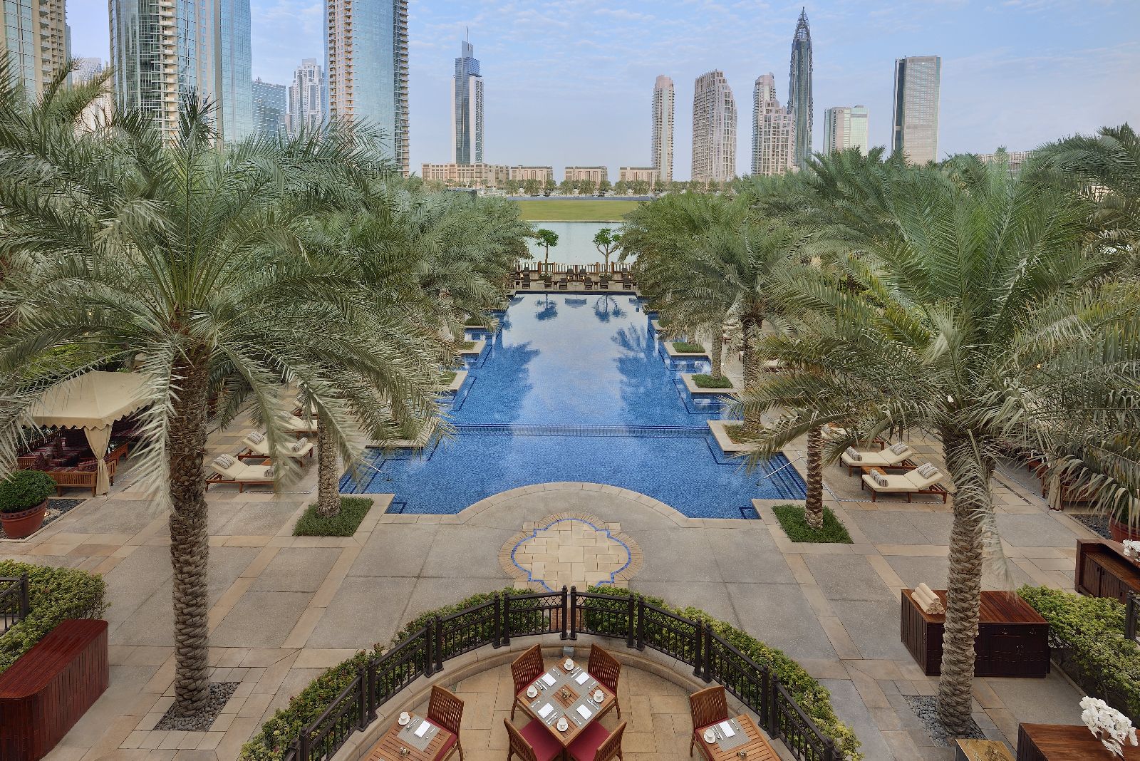 The swimming pool at The Palace Downtown Dubai
