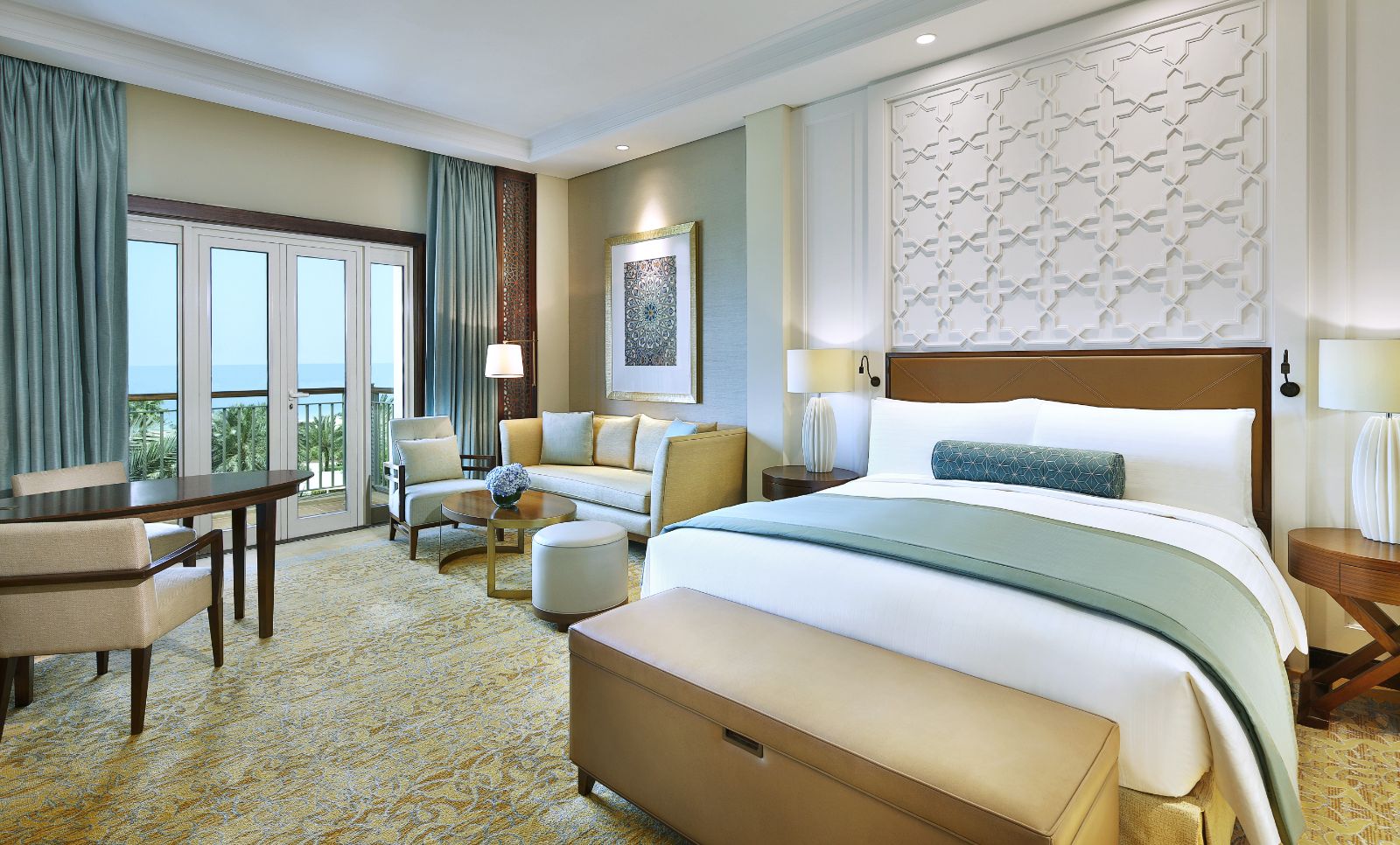 Guest suite bedroom at The Ritz Carlton Dubai