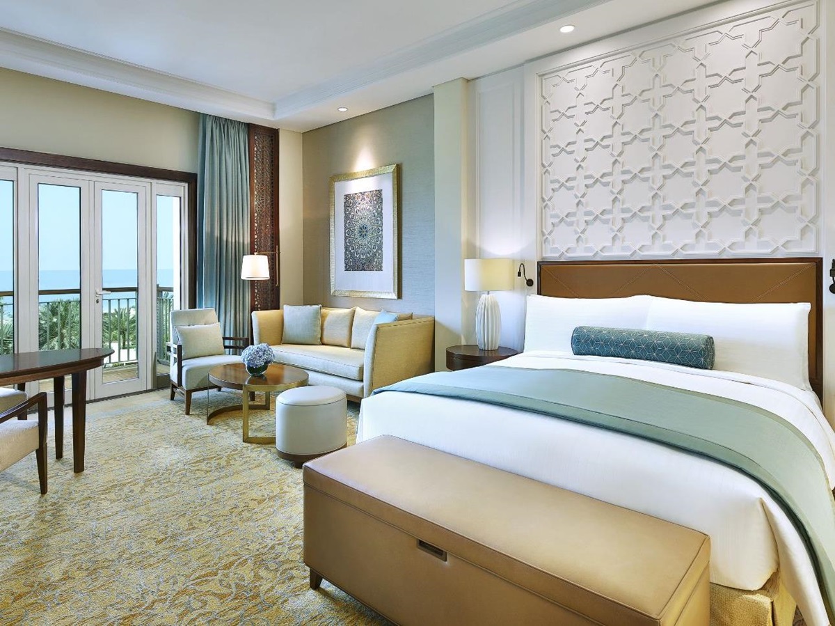 Guest suite bedroom at The Ritz Carlton Dubai