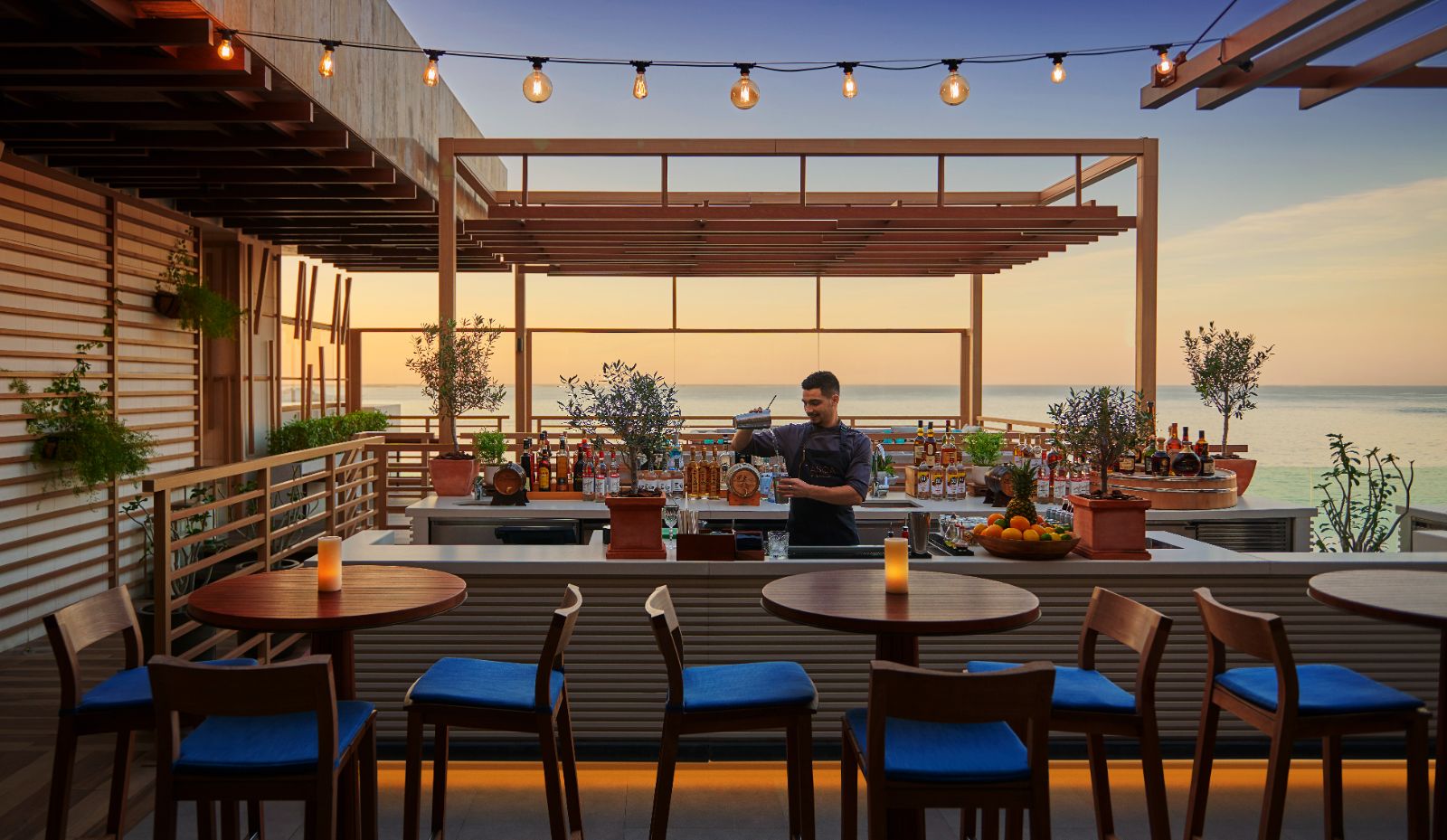 Tasca Bar at dusk at Mandarin Oriental Jumeira