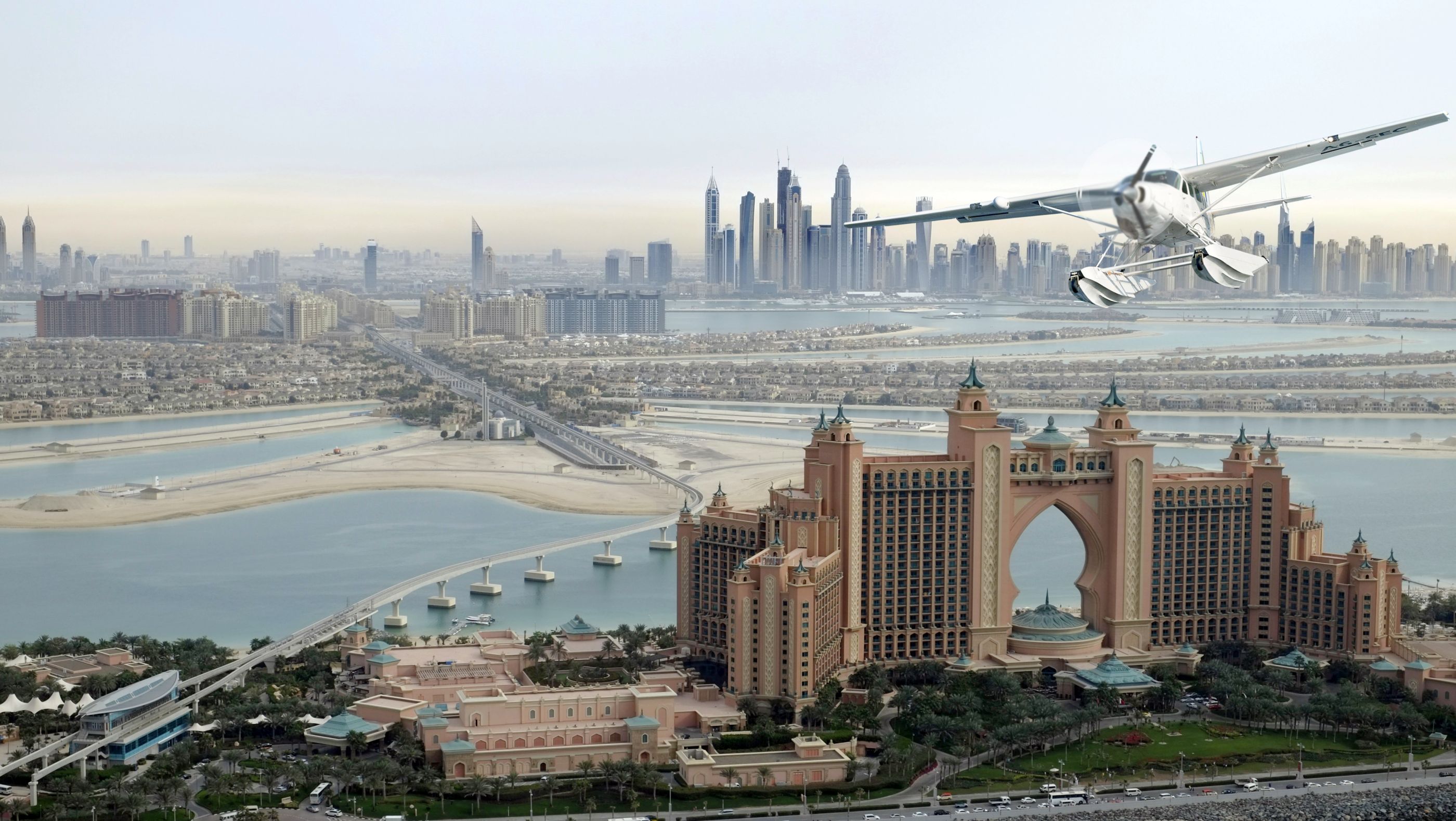 View over the Dubai from a seaplane