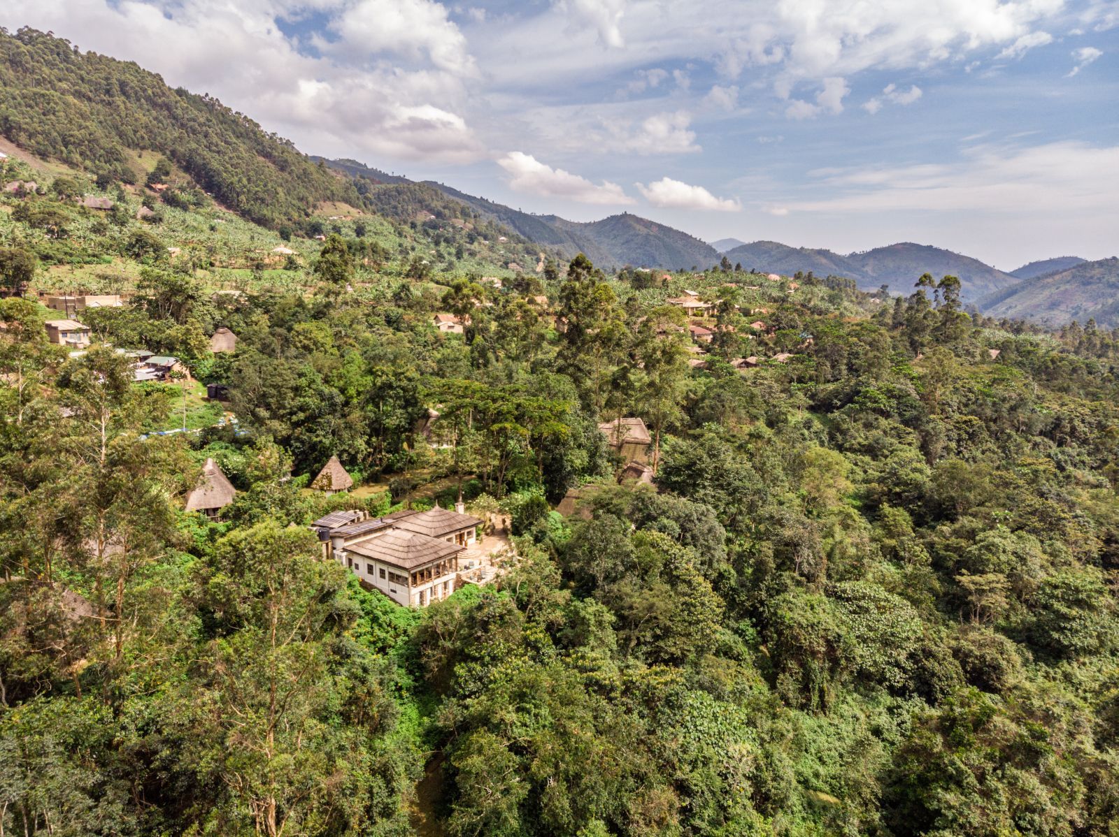 An ariel view of Bwindi Lodge in Uganda
