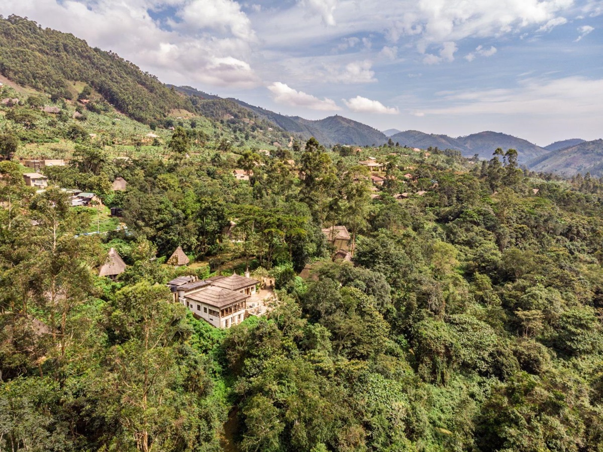 An ariel view of Bwindi Lodge in Uganda