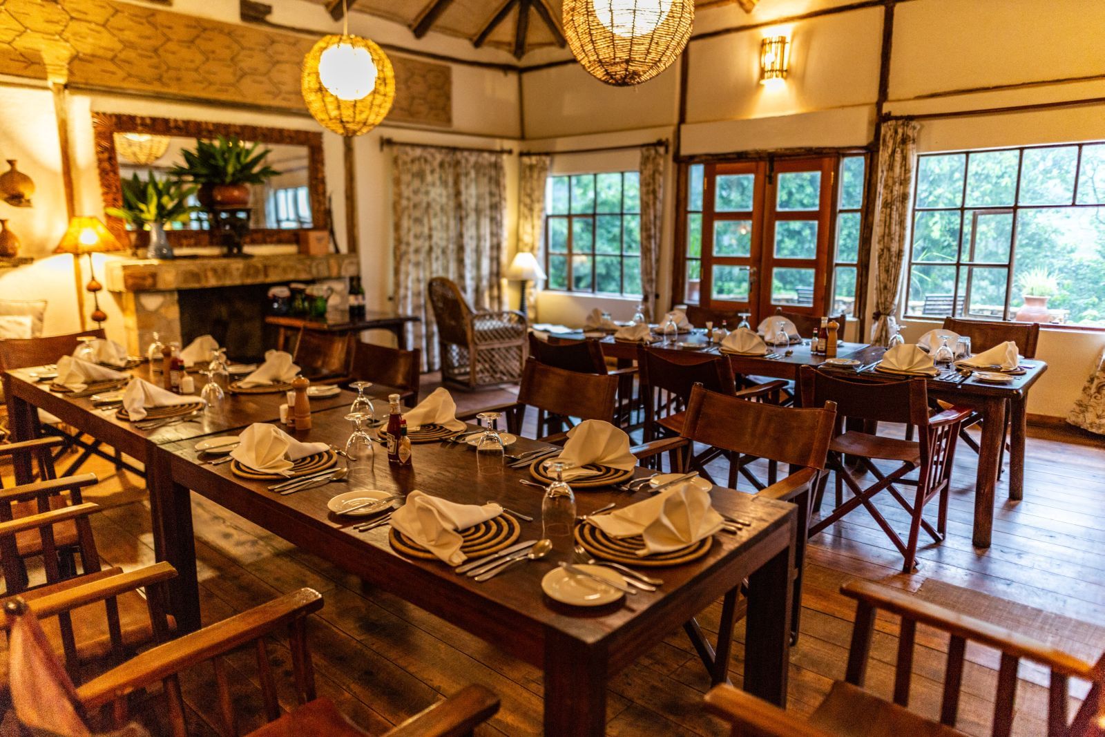 The dining room at Bwindi Lodge in Uganda.
