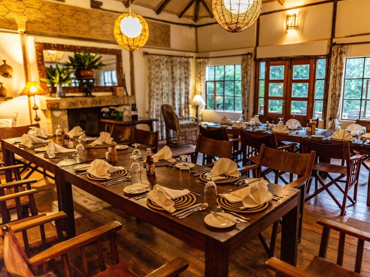 The dining room at Bwindi Lodge in Uganda.