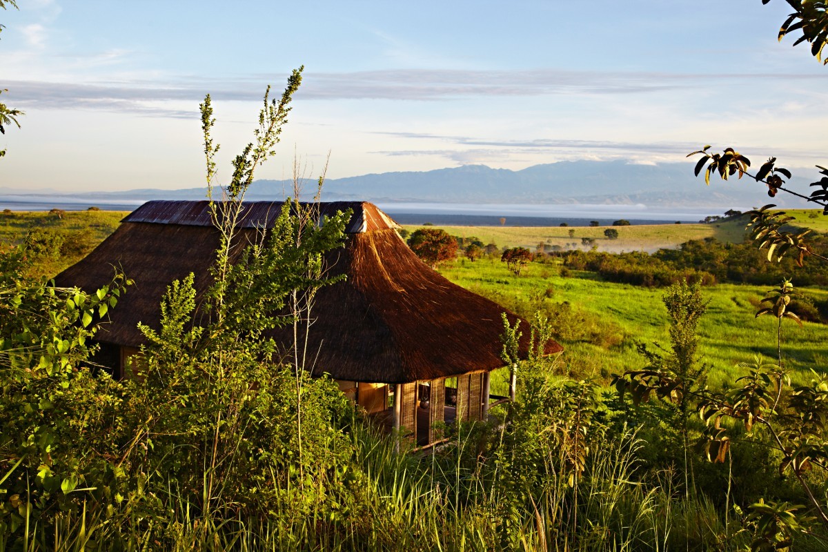 The landscape surrounding  Kyambura Gorge Lodge in Uganda