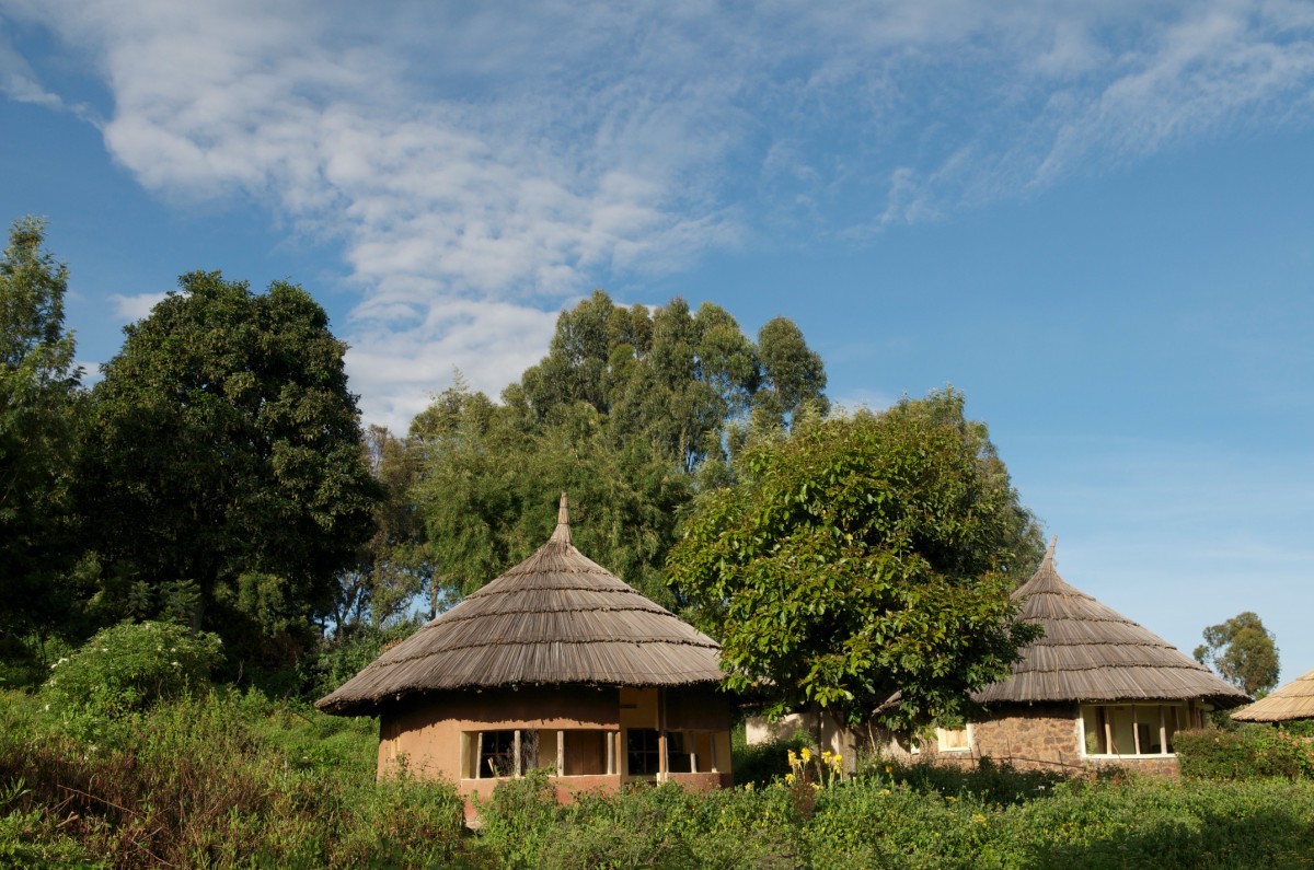 The exterior at Mount Gahinga Lodge in Uganda