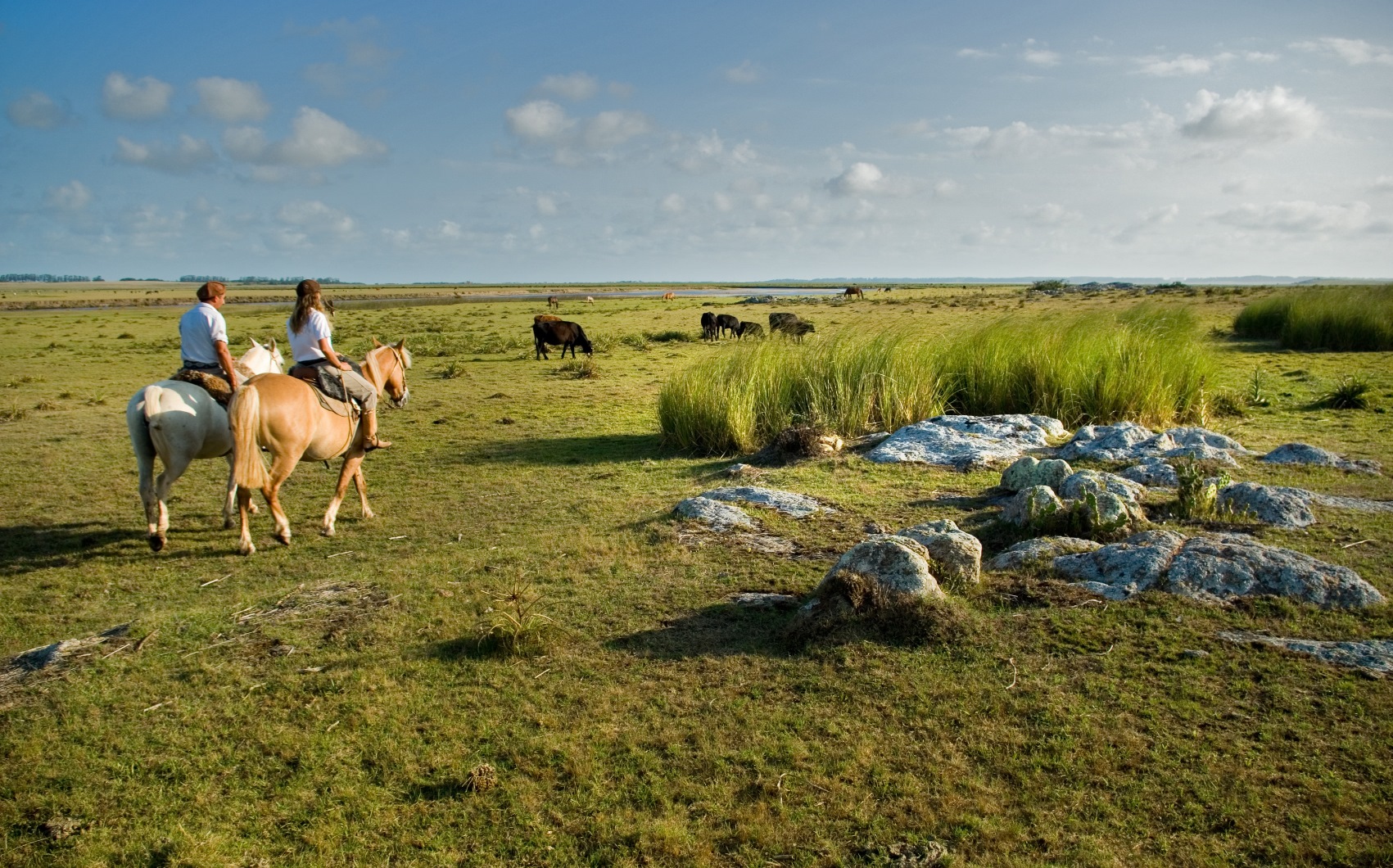 Two horse riders near Estancia, Uruguay