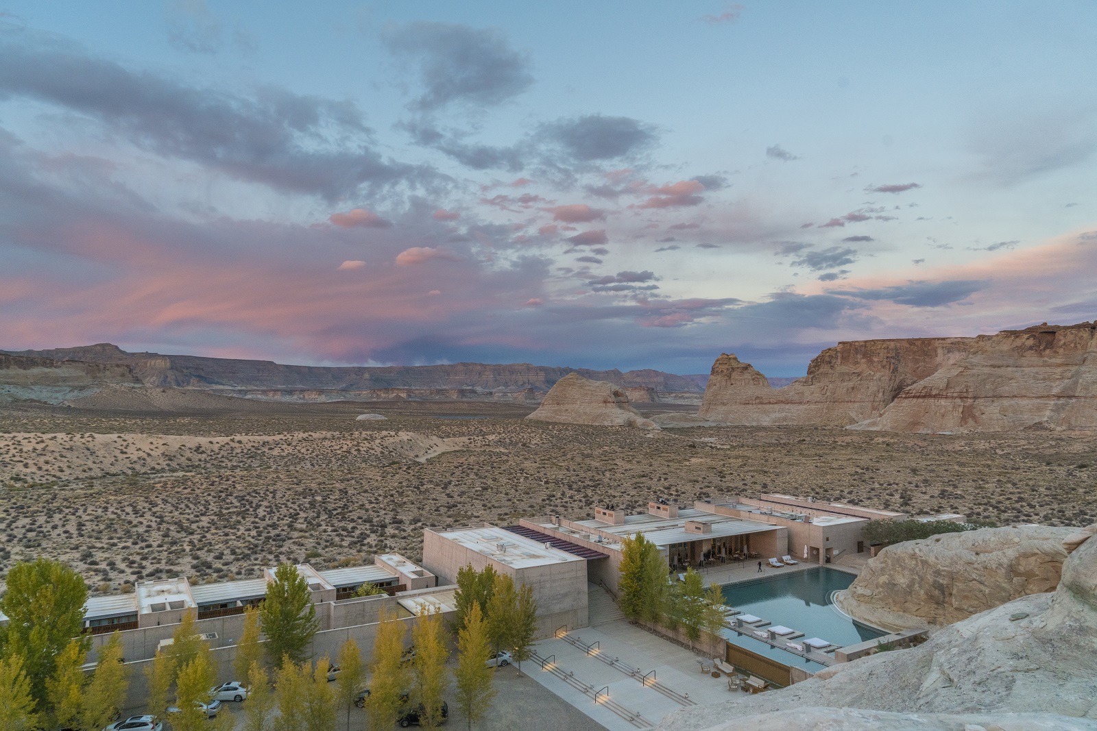 An aerial view of Amangiri in Utah