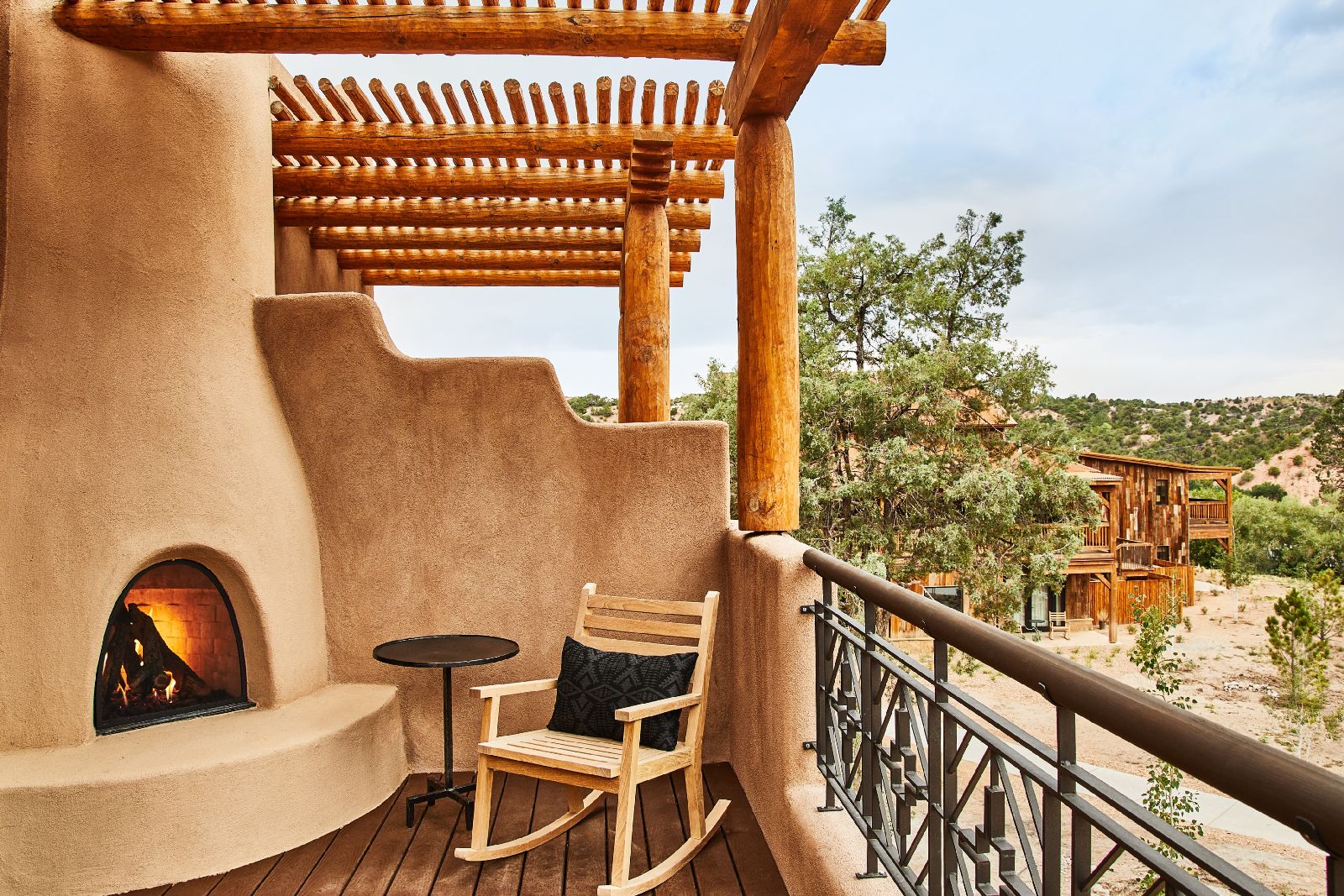 Terrace of a casita at Bishop's Lodge New Mexico USA