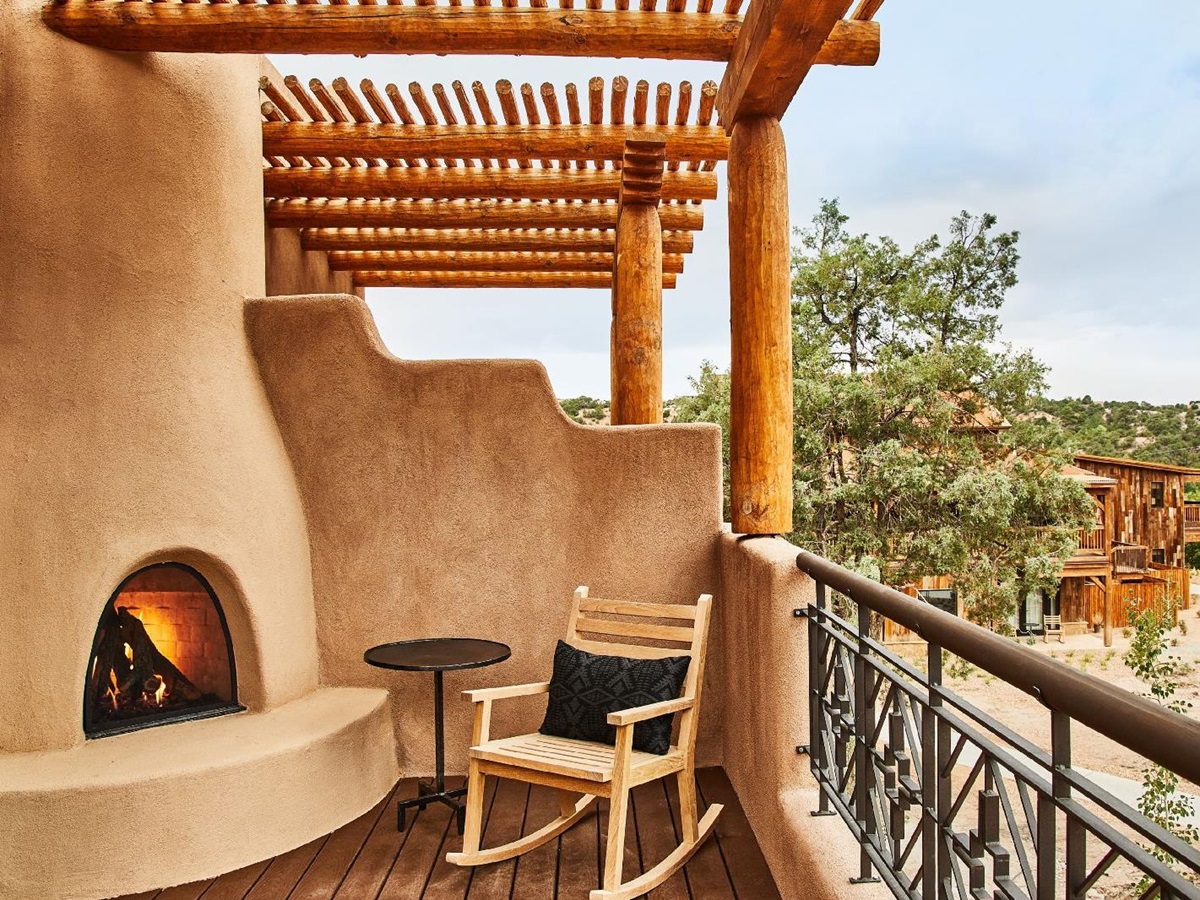 Terrace of a casita at Bishop's Lodge New Mexico USA