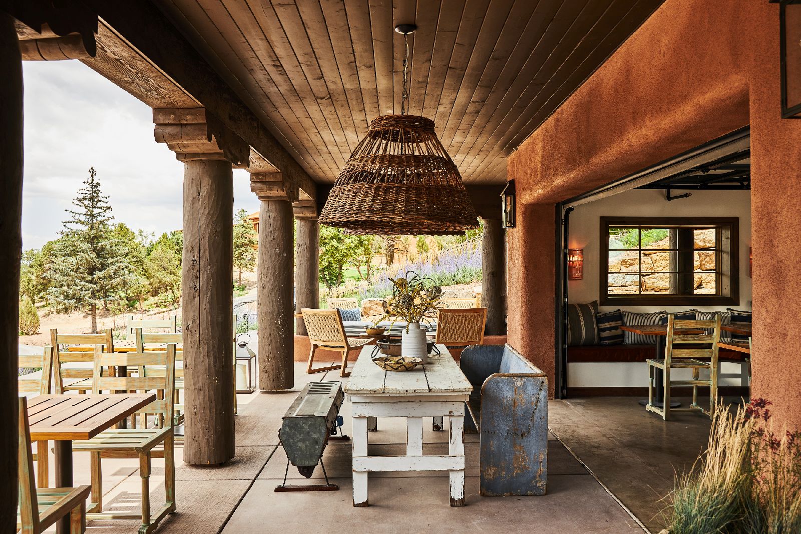 Restaurant terrace at Bishop's Lodge New Mexico USA