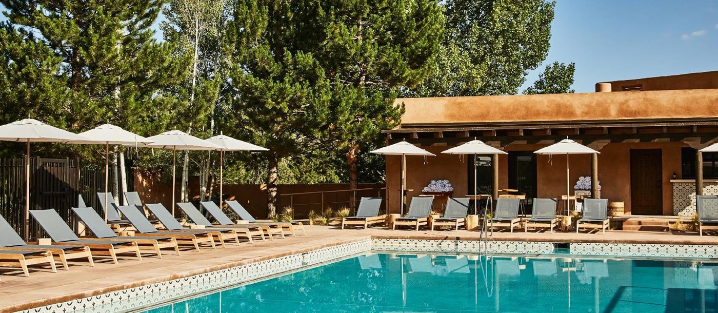 The outdoor pool at Bishop's Lodge New Mexico USA