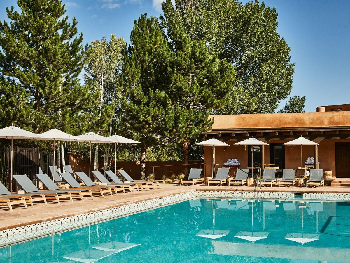 The outdoor pool at Bishop's Lodge New Mexico USA