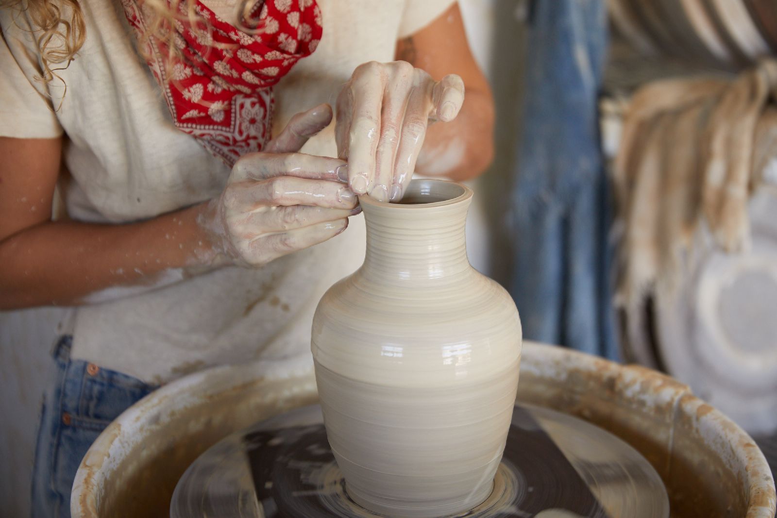 Pottery class at Bishop's Lodge New Mexico USA
