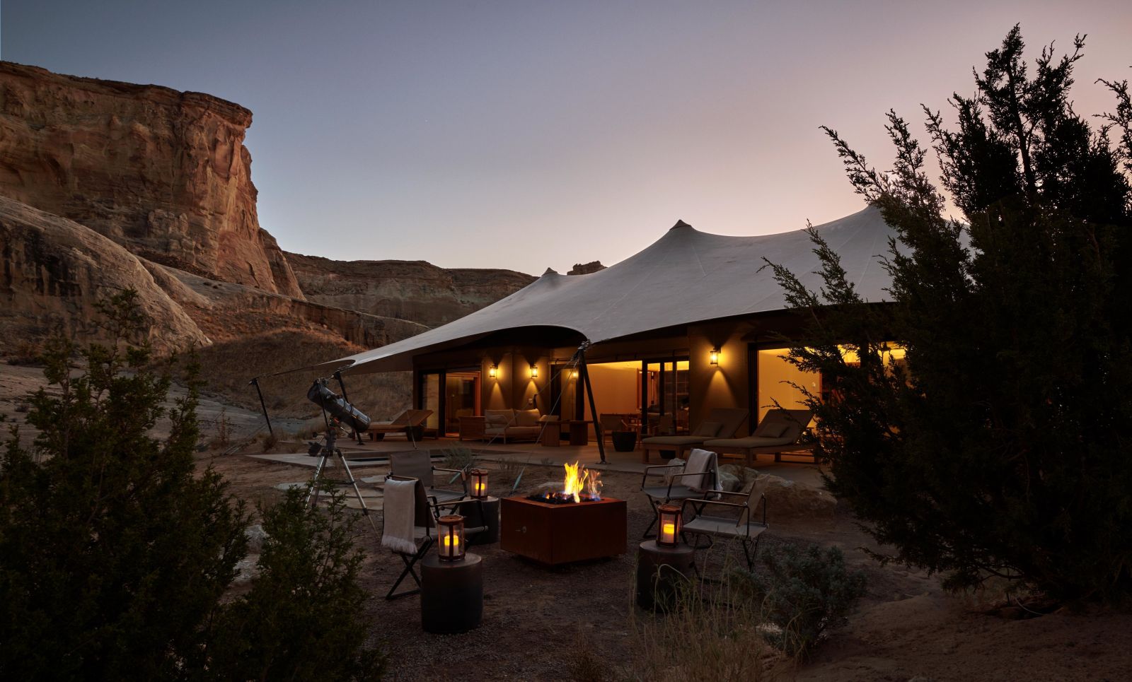 Dusk at Camp Sarika by Amangiri in Utah USA