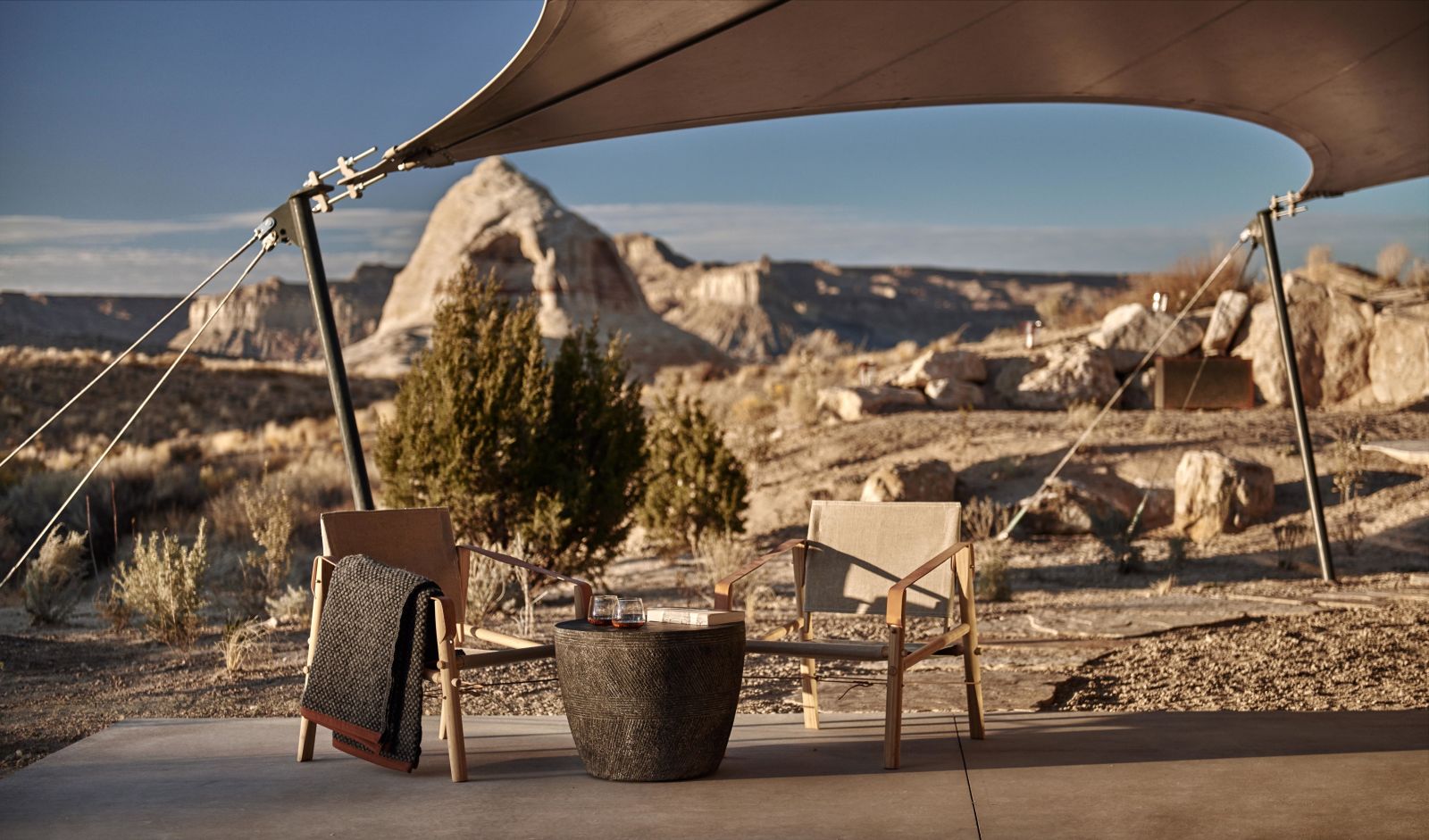 Canyon views from private terrace at Camp Sarika by Amangiri in Utah USA
