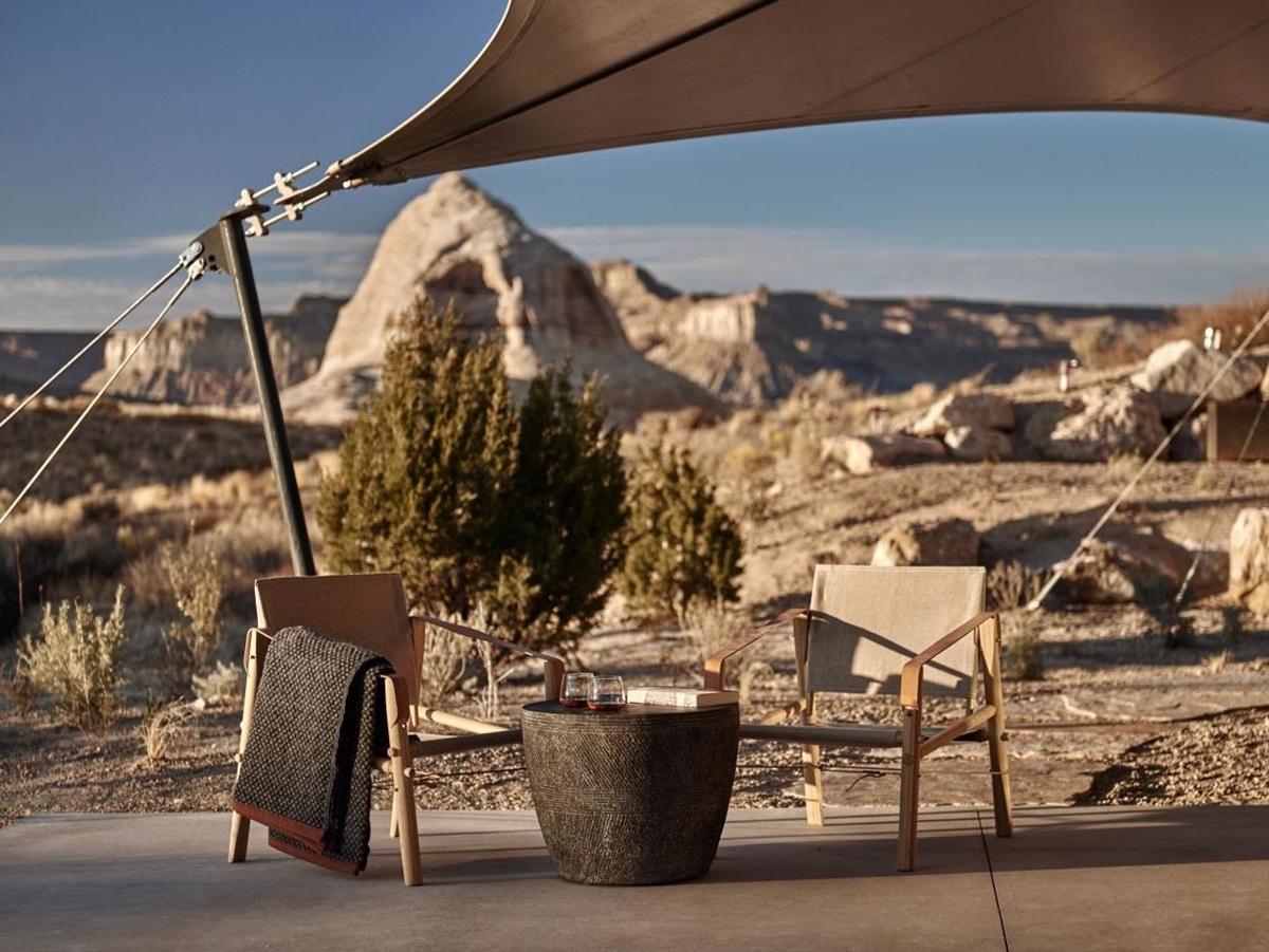 Canyon views from private terrace at Camp Sarika by Amangiri in Utah USA
