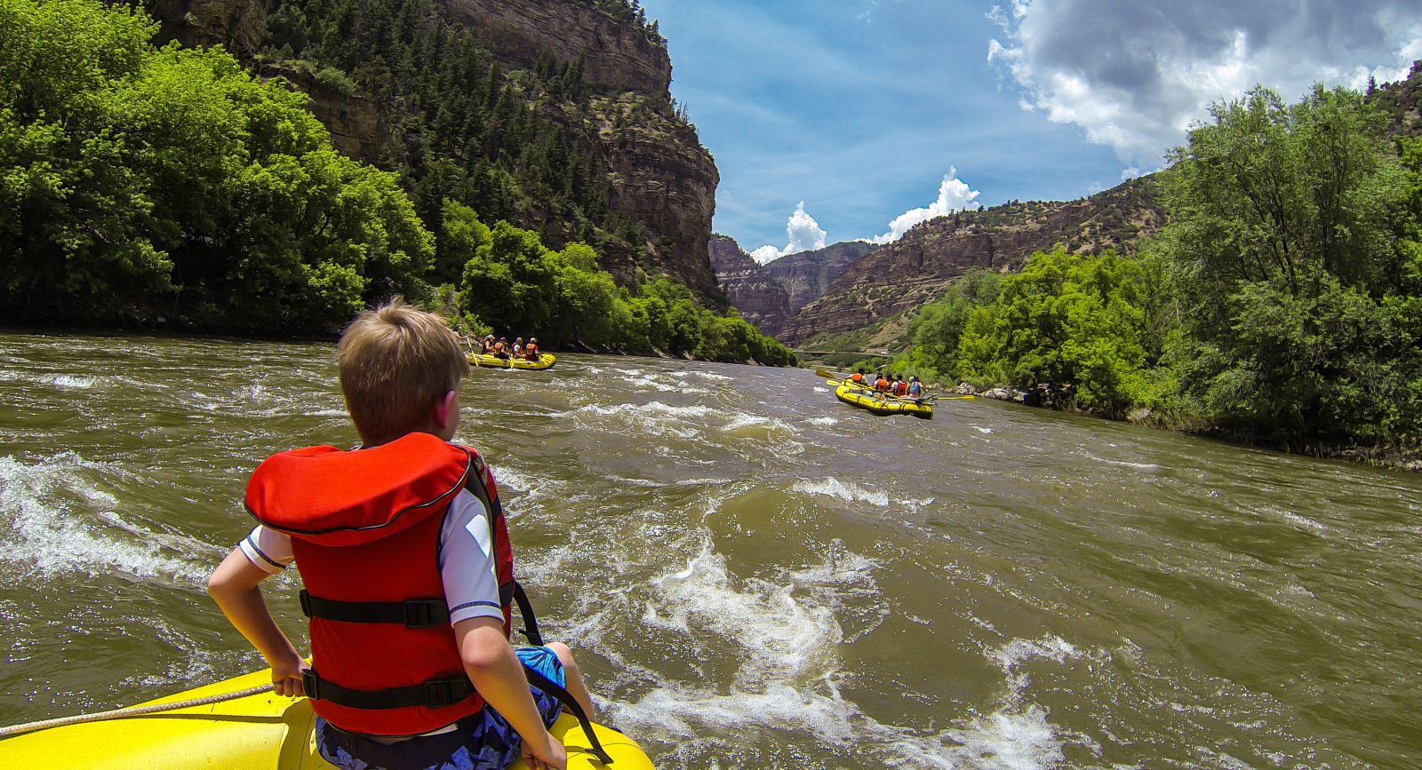 A family enjoying rafting on the Colorado River in the USA