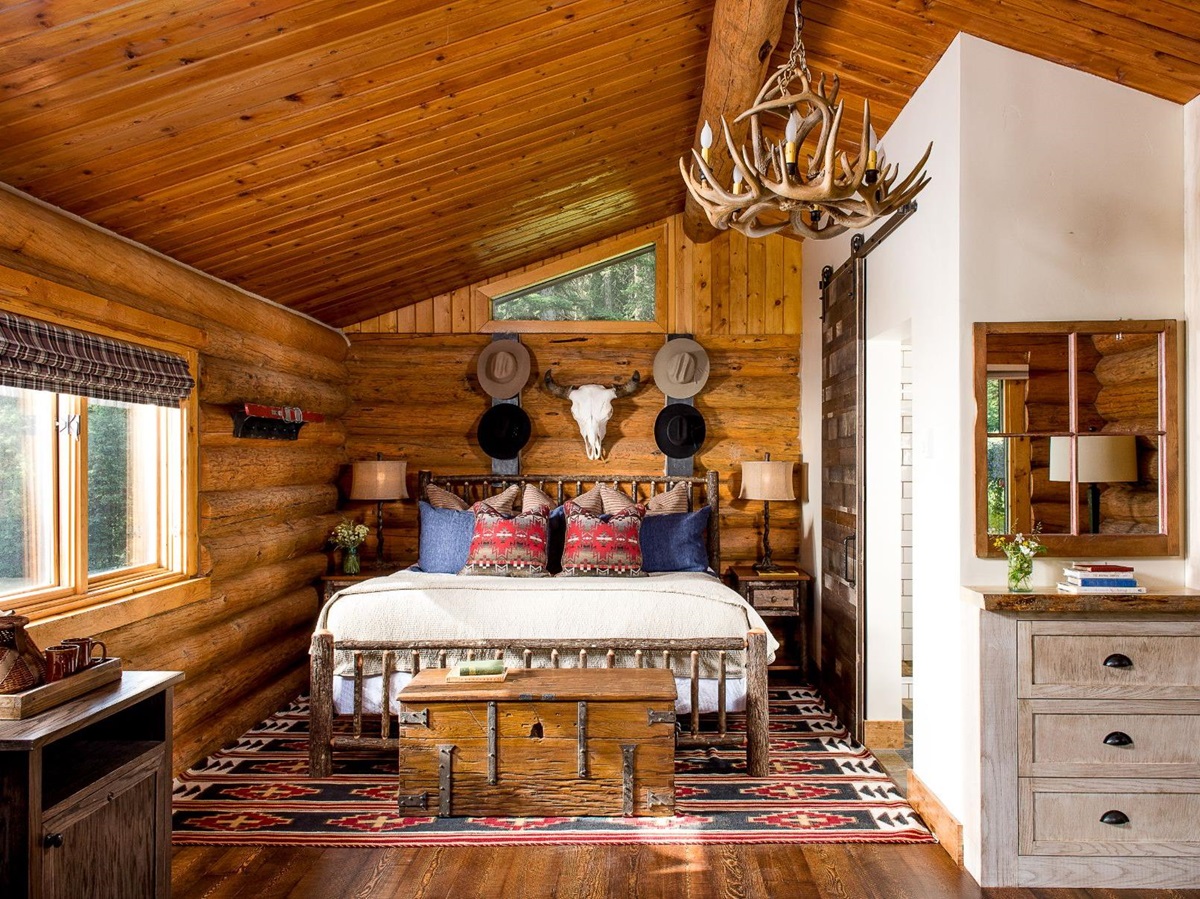 Guest bedroom cabin at Lone Mountain Ranch in Montana