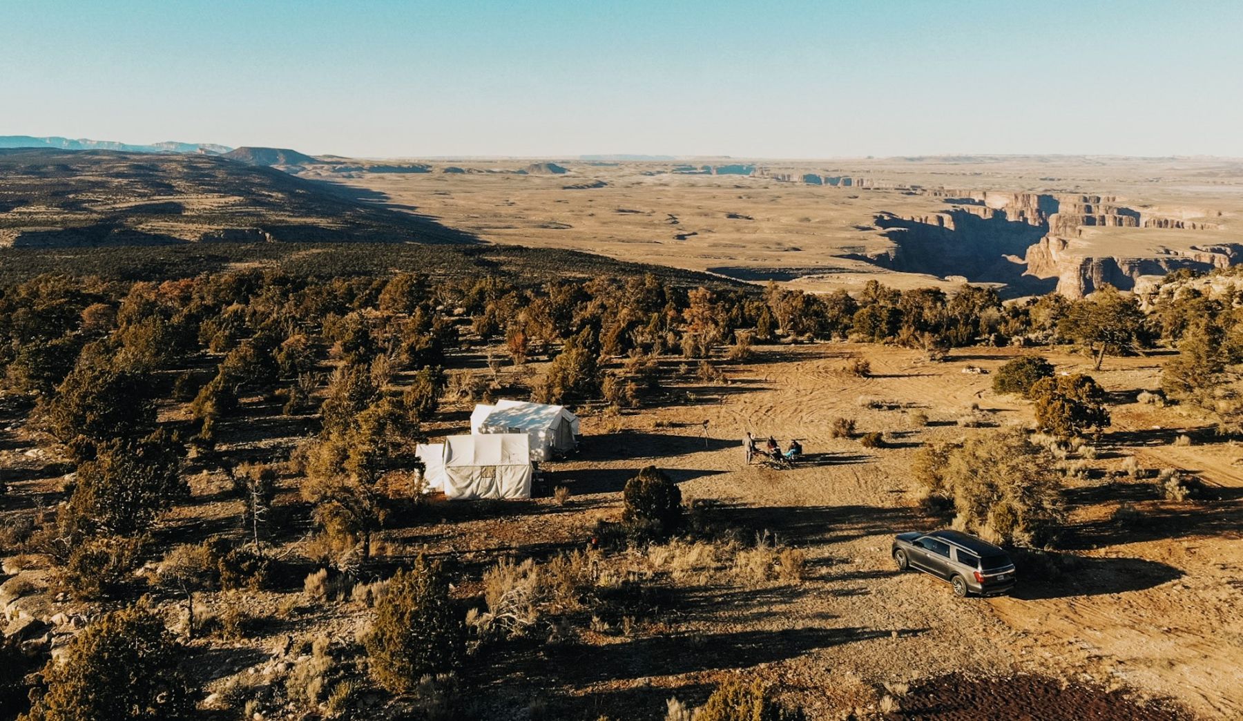 EXP Journeys private camp set up close to the East Ridge of the Grand Canyon
