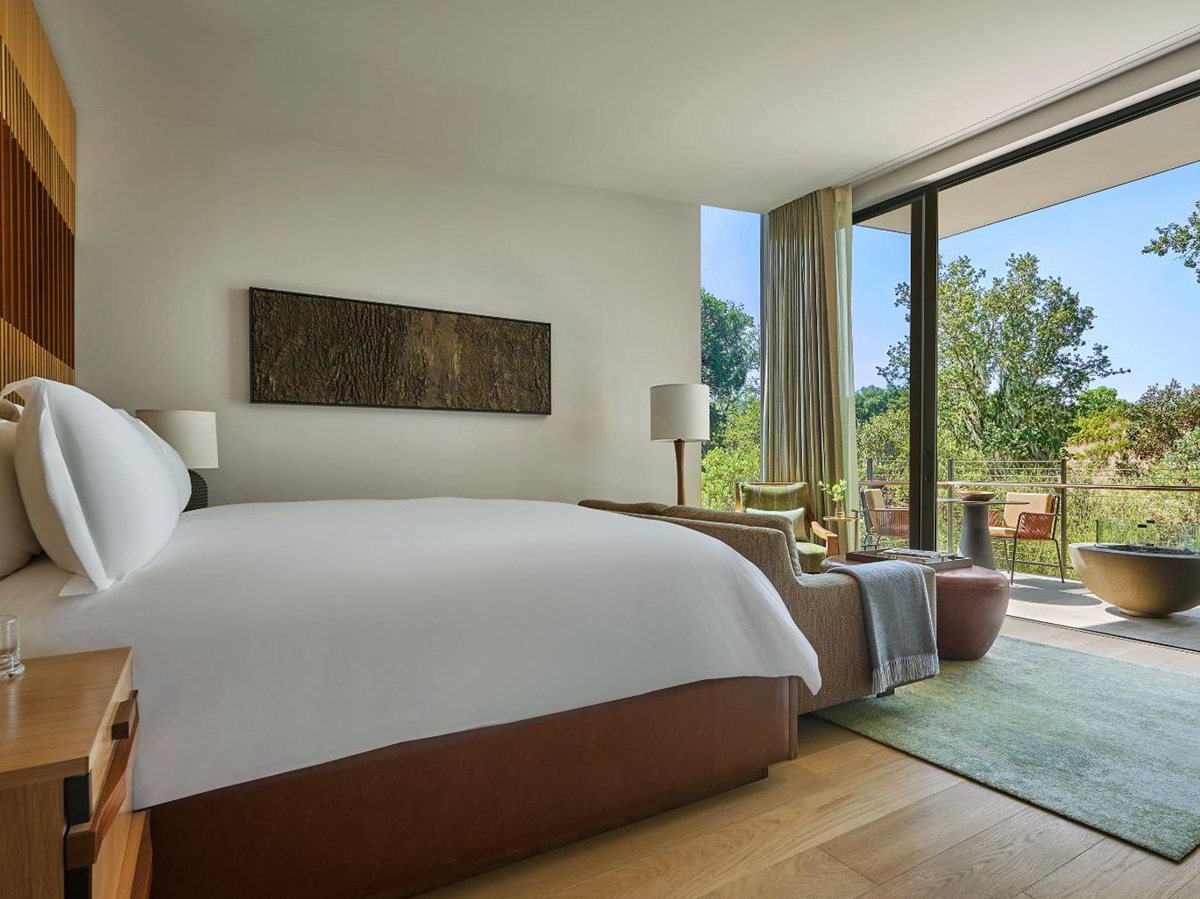 Deluxe forest view king room at Montage Healdsburg in Sonoma, California