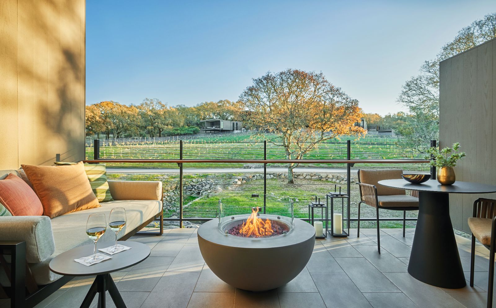 Terrace fire pit at Montage Healdsburg in Sonoma, California
