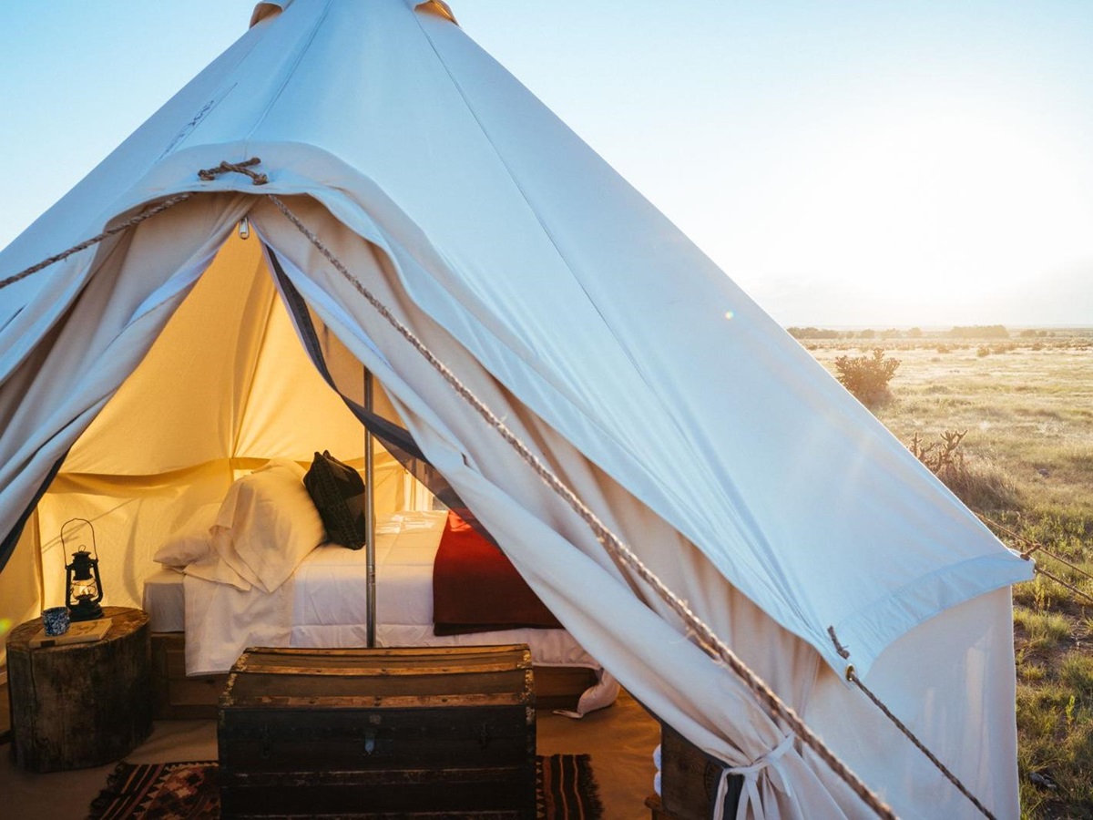 Exterior view of a guest tent at Paintrock Canyon Ranch in Wyoming, photo: Madeline Jorden
