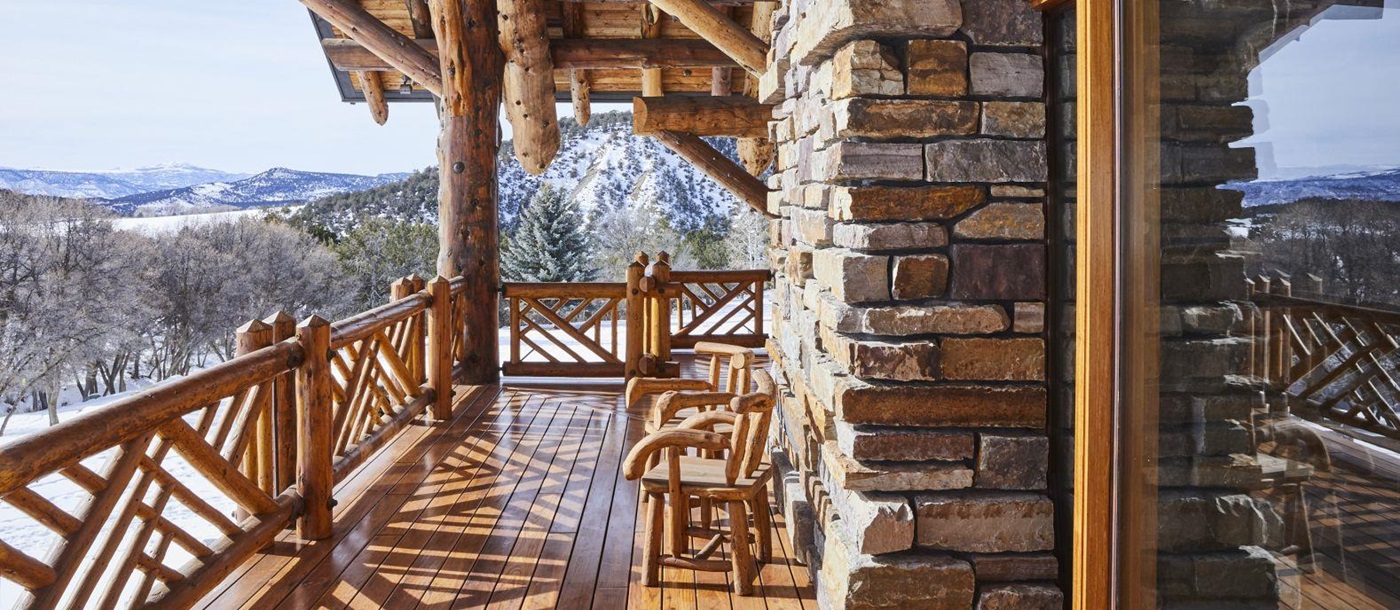 Guest suite ranch balcony at Sleeping Indian Lodge in Colorado, USA