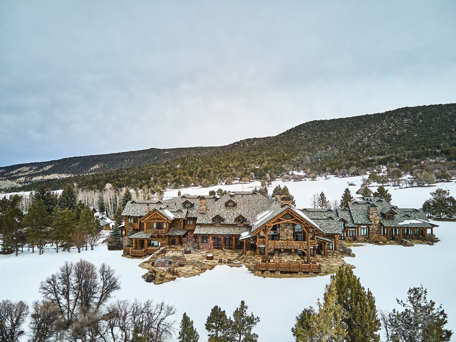 Sleeping Indian Ranch in Colorado surrounded by snow