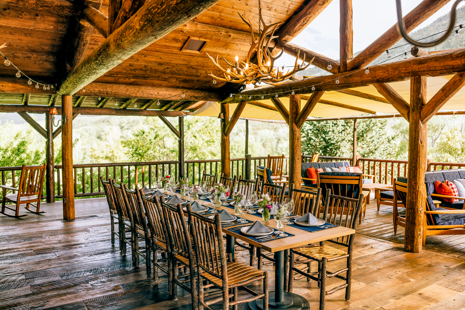 Alfresco dining table at Smith Fork Ranch in Colorado