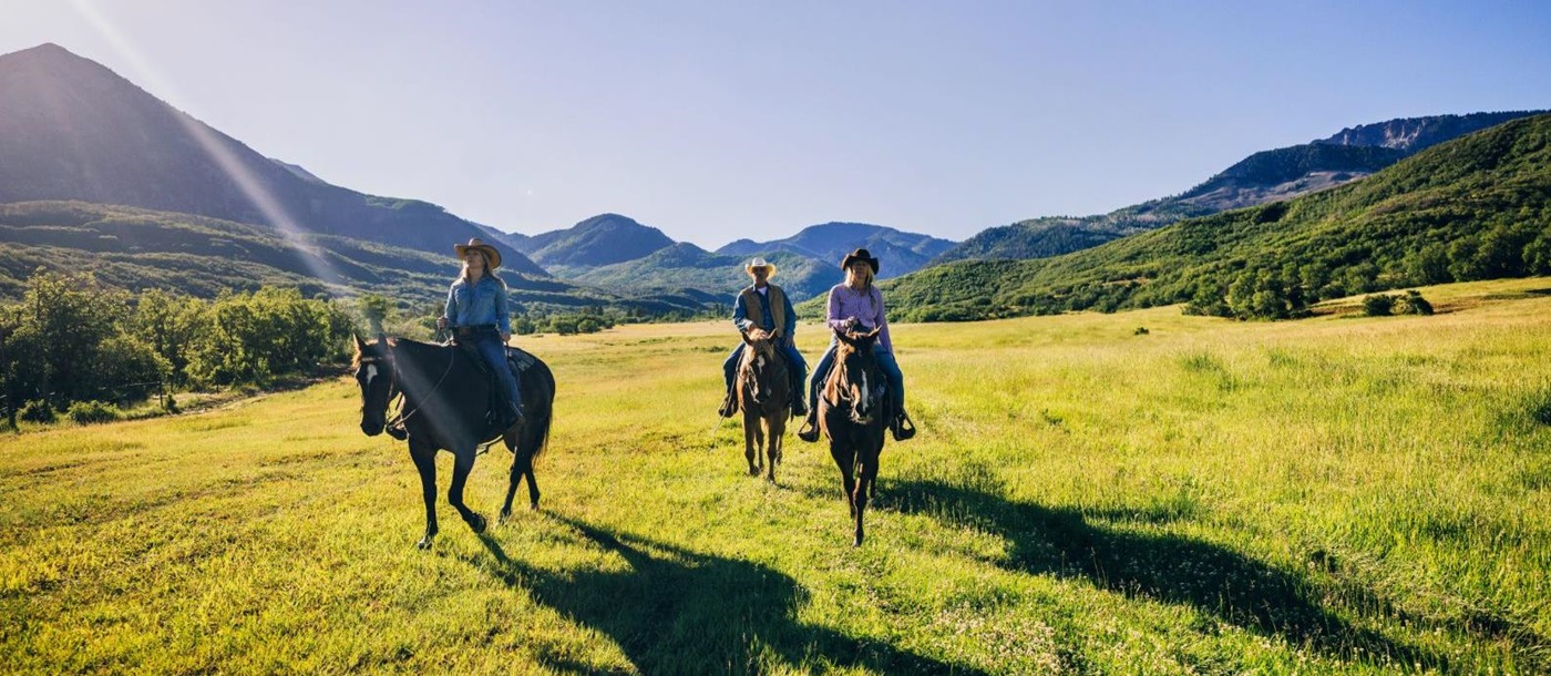 Riding around the grounds of Smith Fork Ranch in Colorado, USA