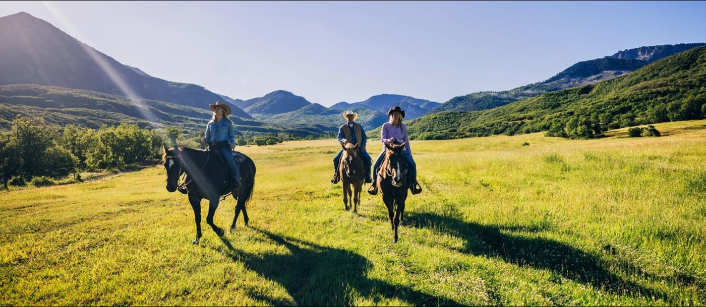 Riding around the grounds of Smith Fork Ranch in Colorado, USA